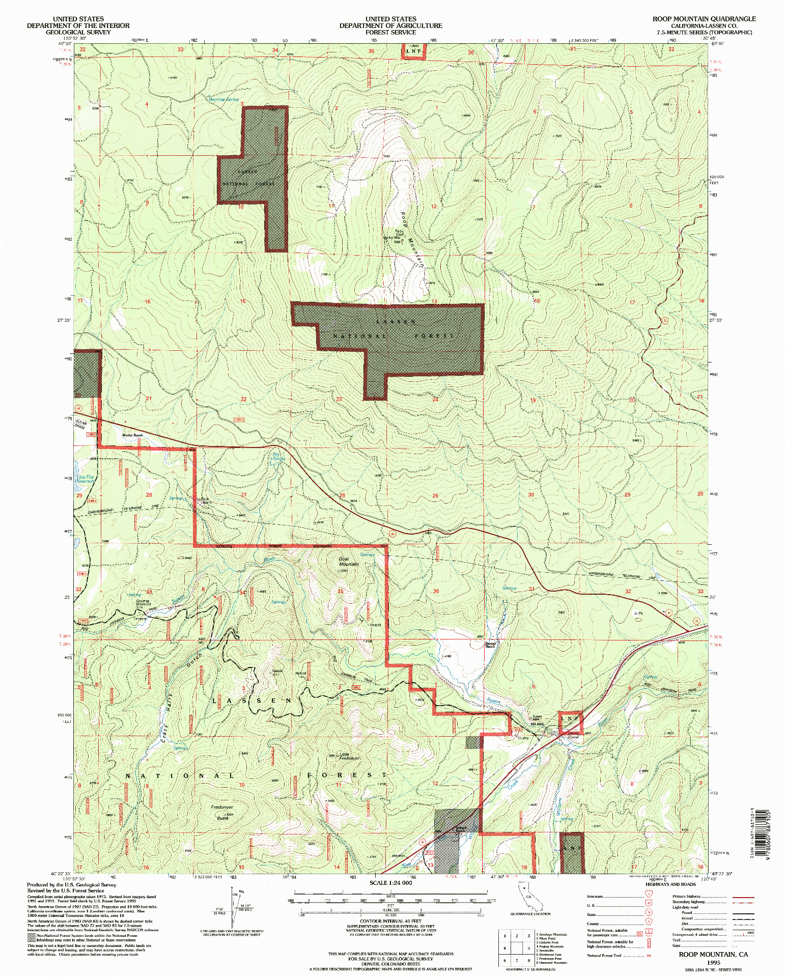 USGS 1:24000-SCALE QUADRANGLE FOR ROOP MOUNTAIN, CA 1995