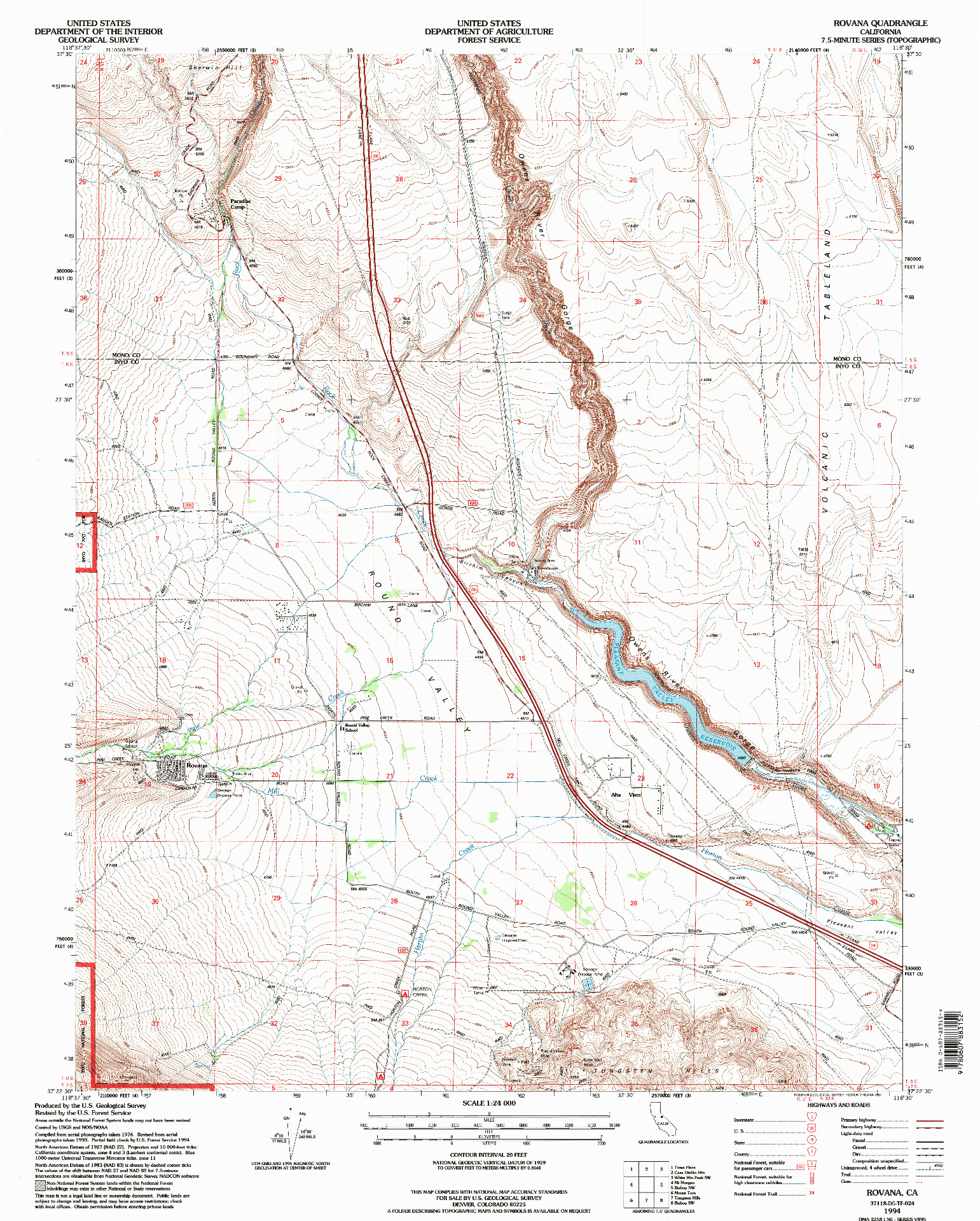 USGS 1:24000-SCALE QUADRANGLE FOR ROVANA, CA 1994