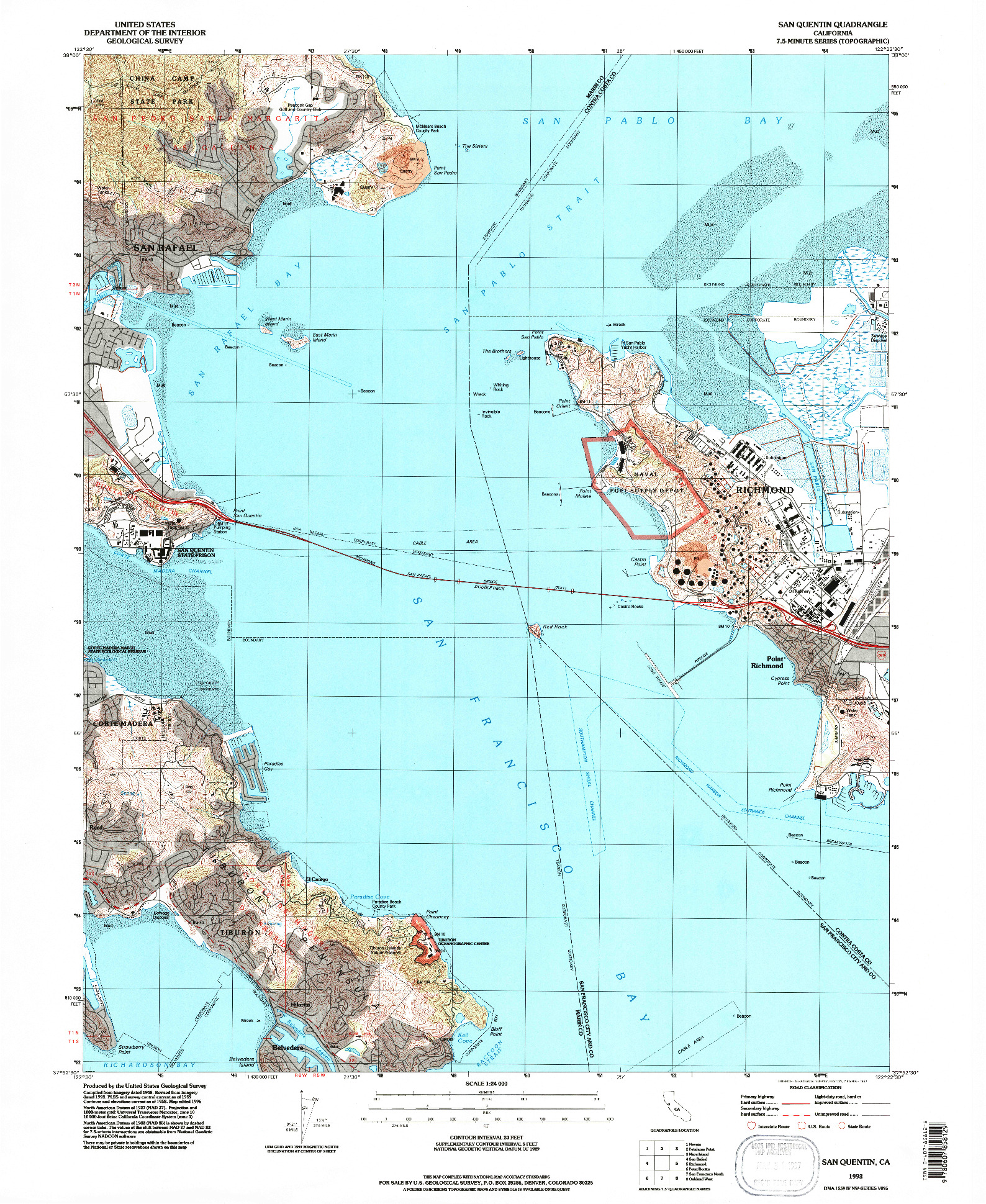 USGS 1:24000-SCALE QUADRANGLE FOR SAN QUENTIN, CA 1993