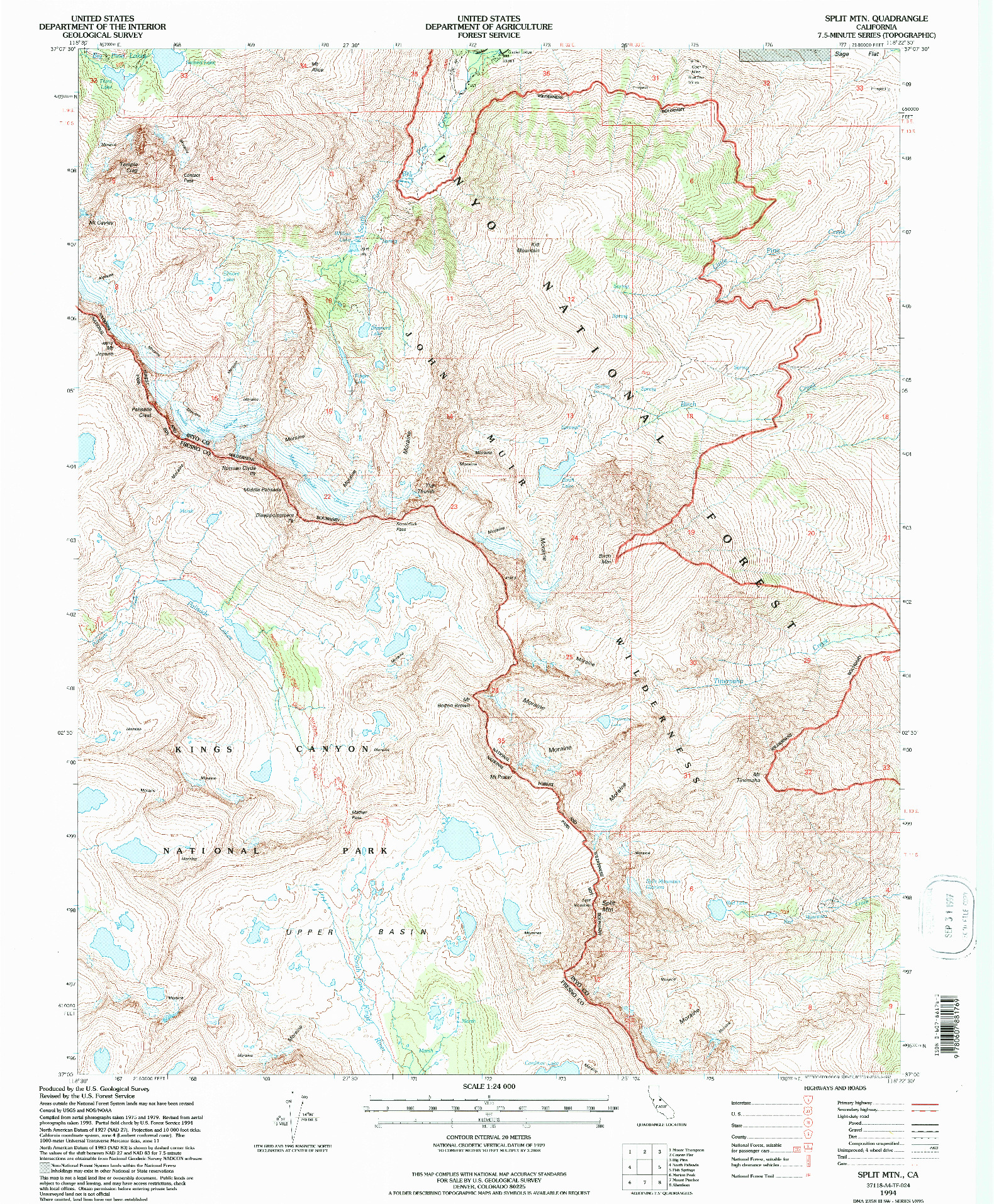 USGS 1:24000-SCALE QUADRANGLE FOR SPLIT MTN, CA 1994