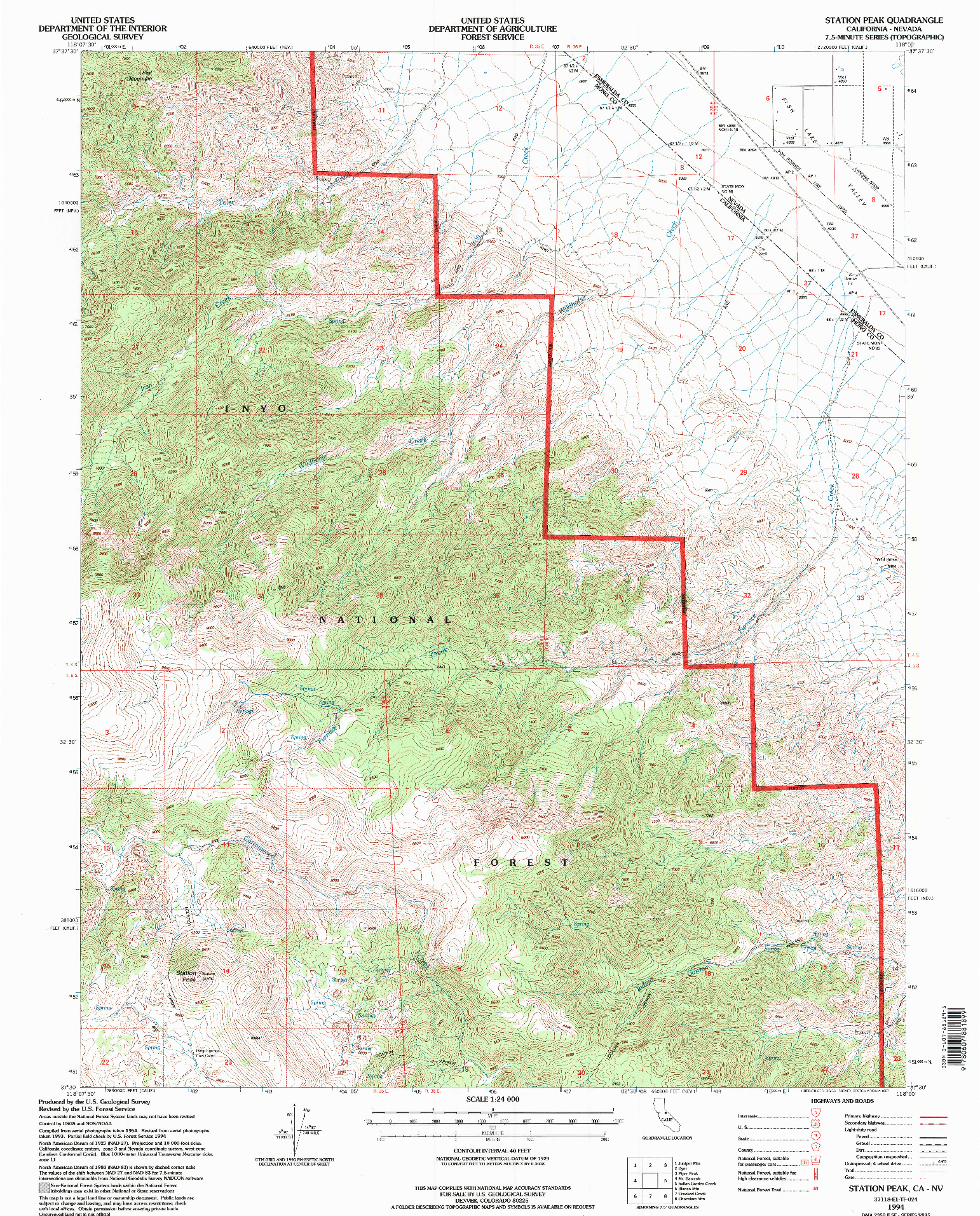 USGS 1:24000-SCALE QUADRANGLE FOR STATION PEAK, CA 1994