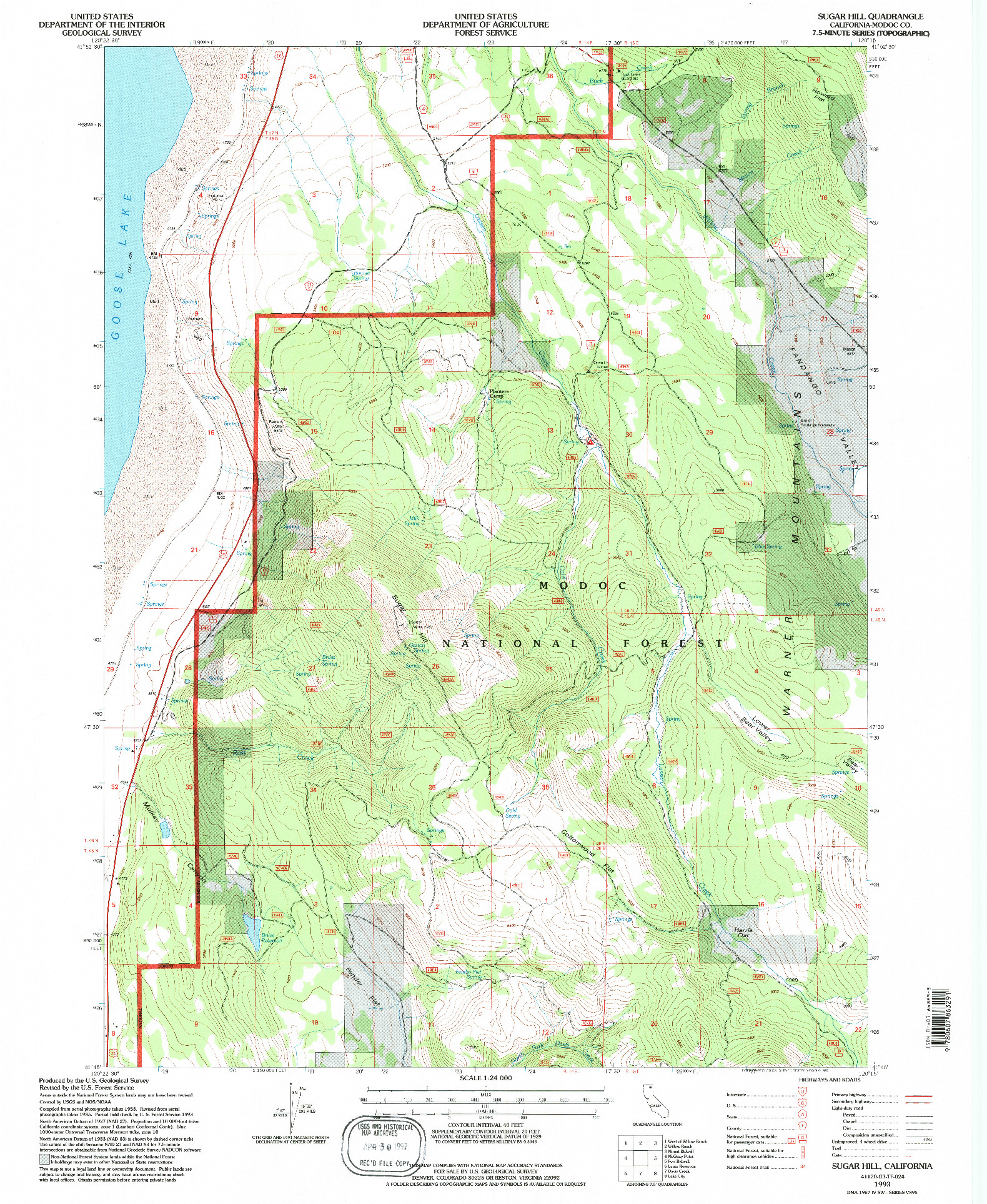 USGS 1:24000-SCALE QUADRANGLE FOR SUGAR HILL, CA 1993