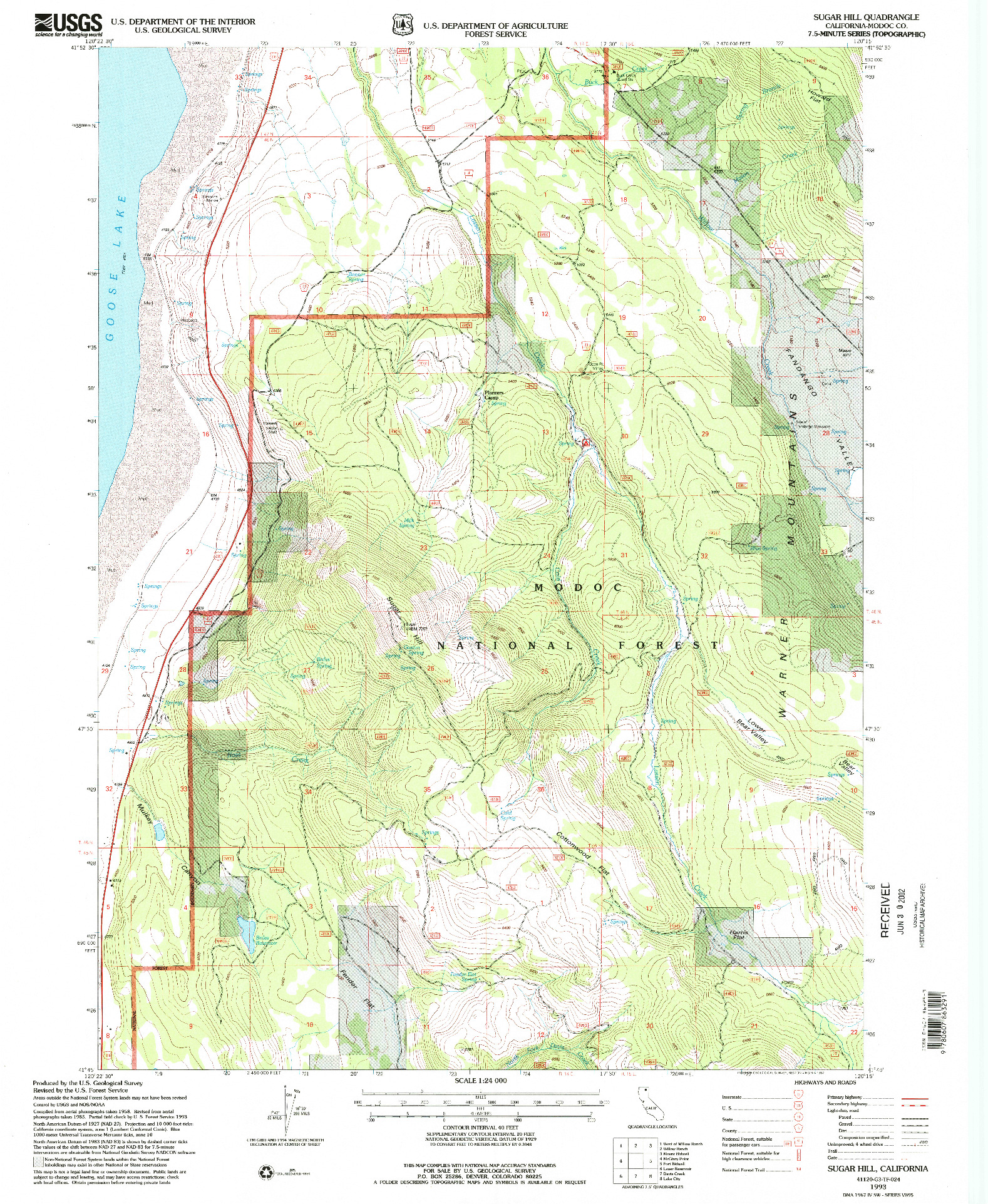 USGS 1:24000-SCALE QUADRANGLE FOR SUGAR HILL, CA 1993