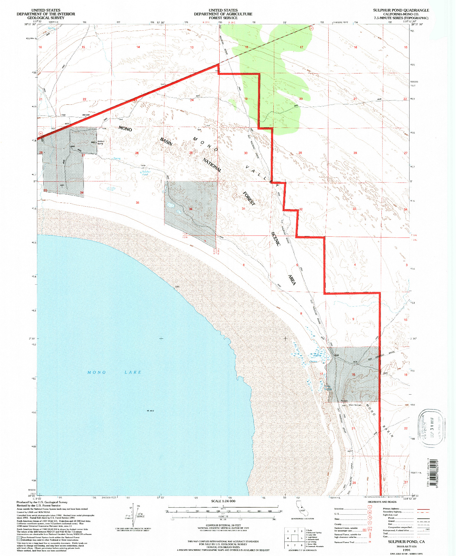 USGS 1:24000-SCALE QUADRANGLE FOR SULPHUR POND, CA 1994