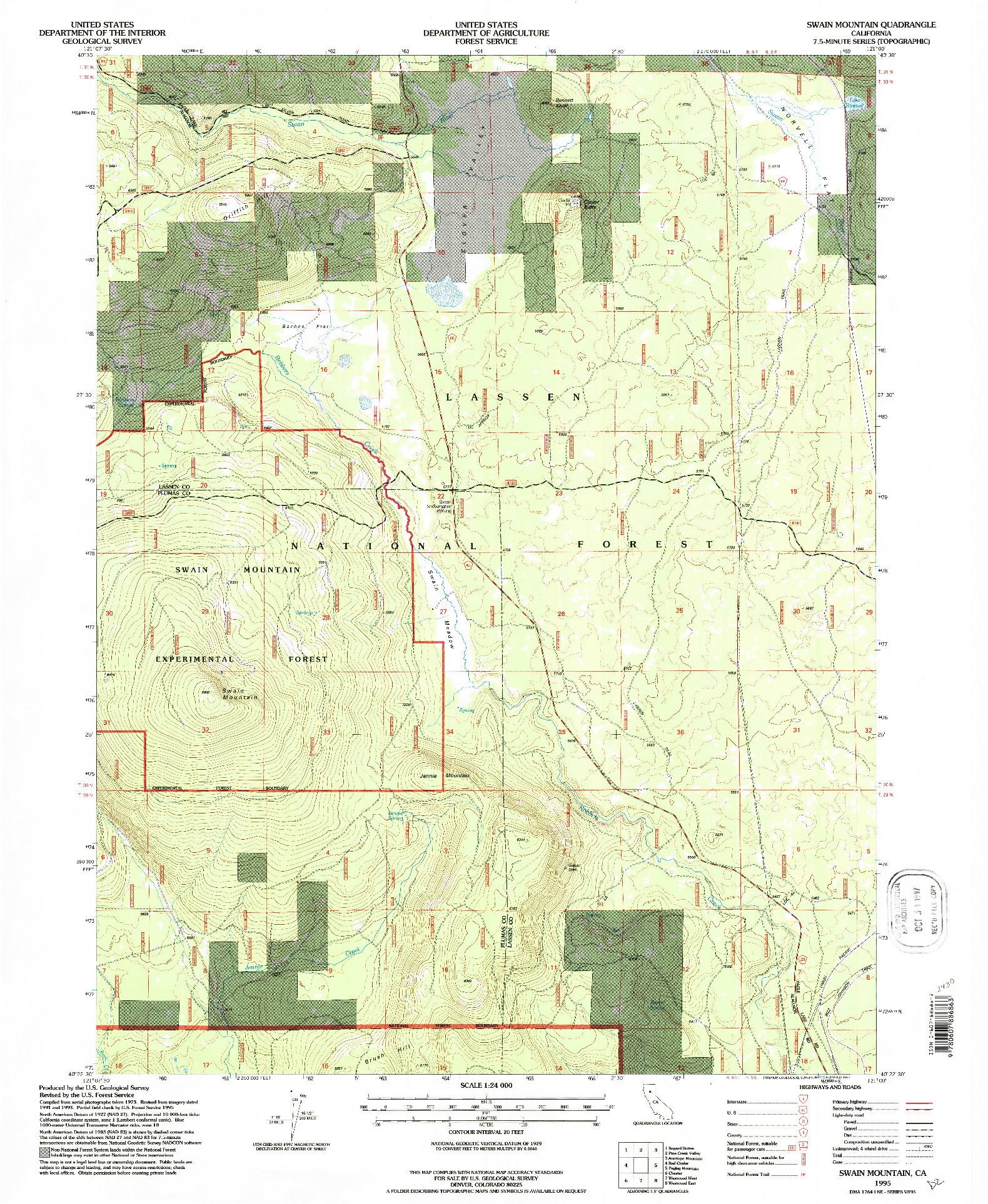 USGS 1:24000-SCALE QUADRANGLE FOR SWAIN MOUNTAIN, CA 1995