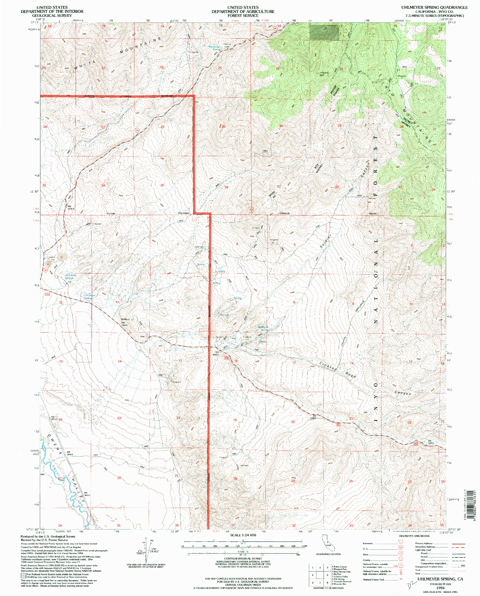 USGS 1:24000-SCALE QUADRANGLE FOR UHLMEYER SPRING, CA 1994
