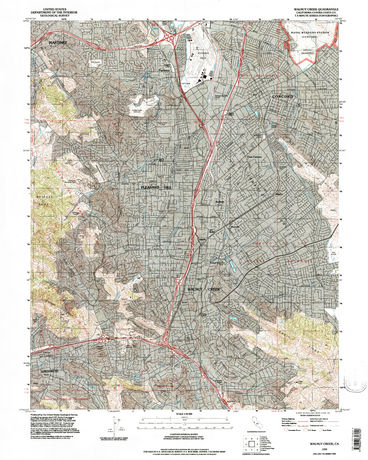 USGS 1:24000-SCALE QUADRANGLE FOR WALNUT CREEK, CA 1993