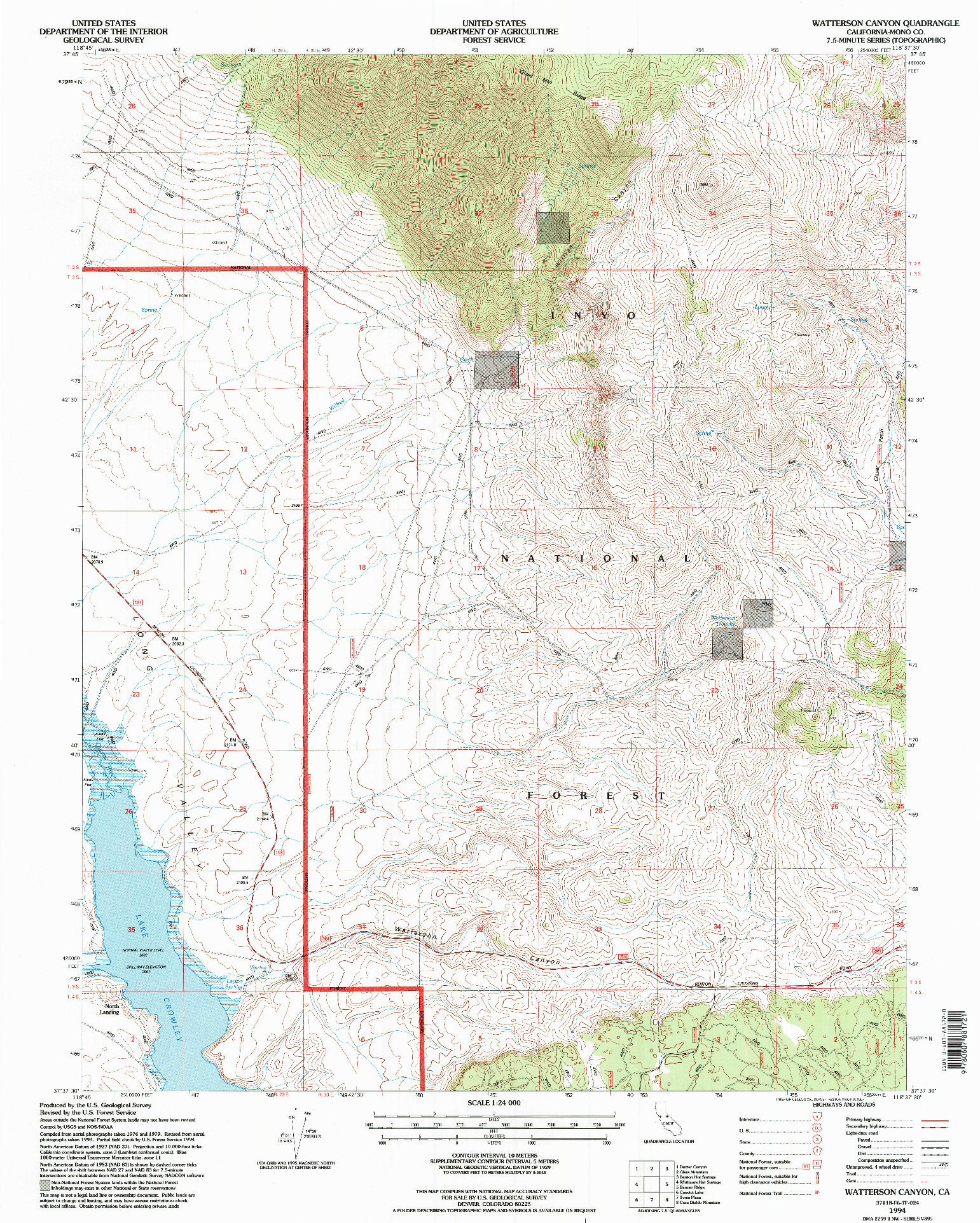 USGS 1:24000-SCALE QUADRANGLE FOR WATTERSON CANYON, CA 1994