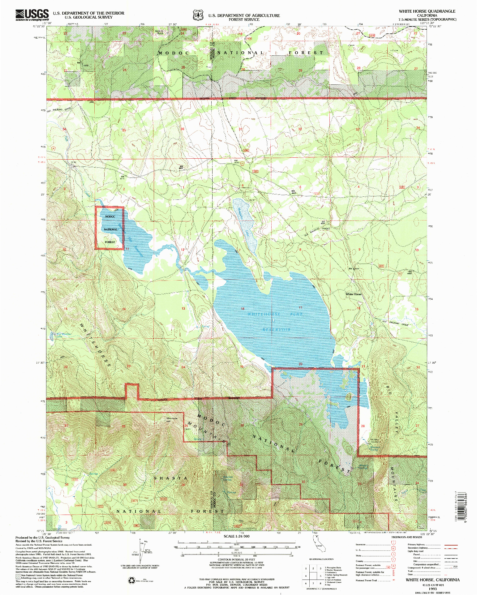 USGS 1:24000-SCALE QUADRANGLE FOR WHITE HORSE, CA 1993