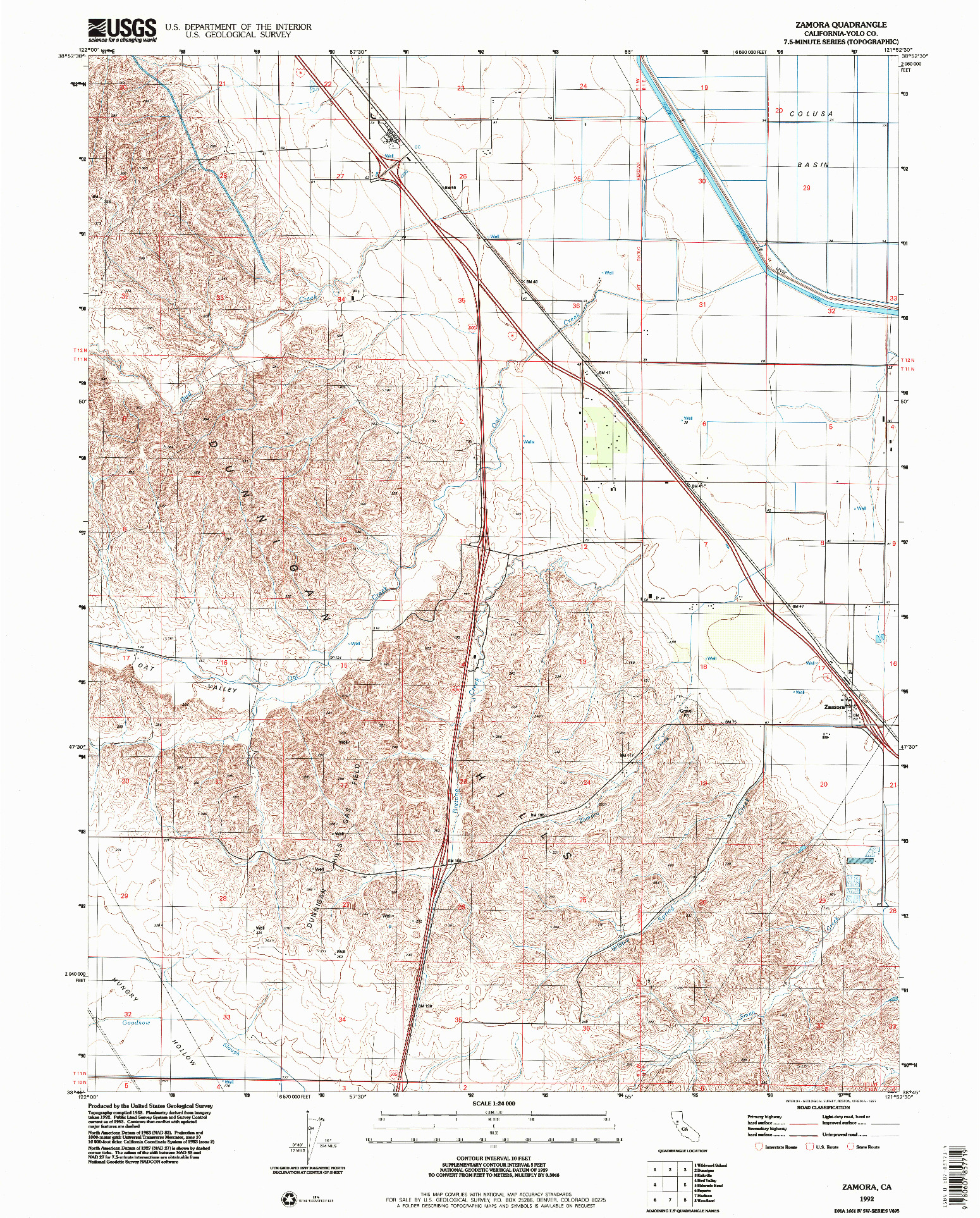 USGS 1:24000-SCALE QUADRANGLE FOR ZAMORA, CA 1992
