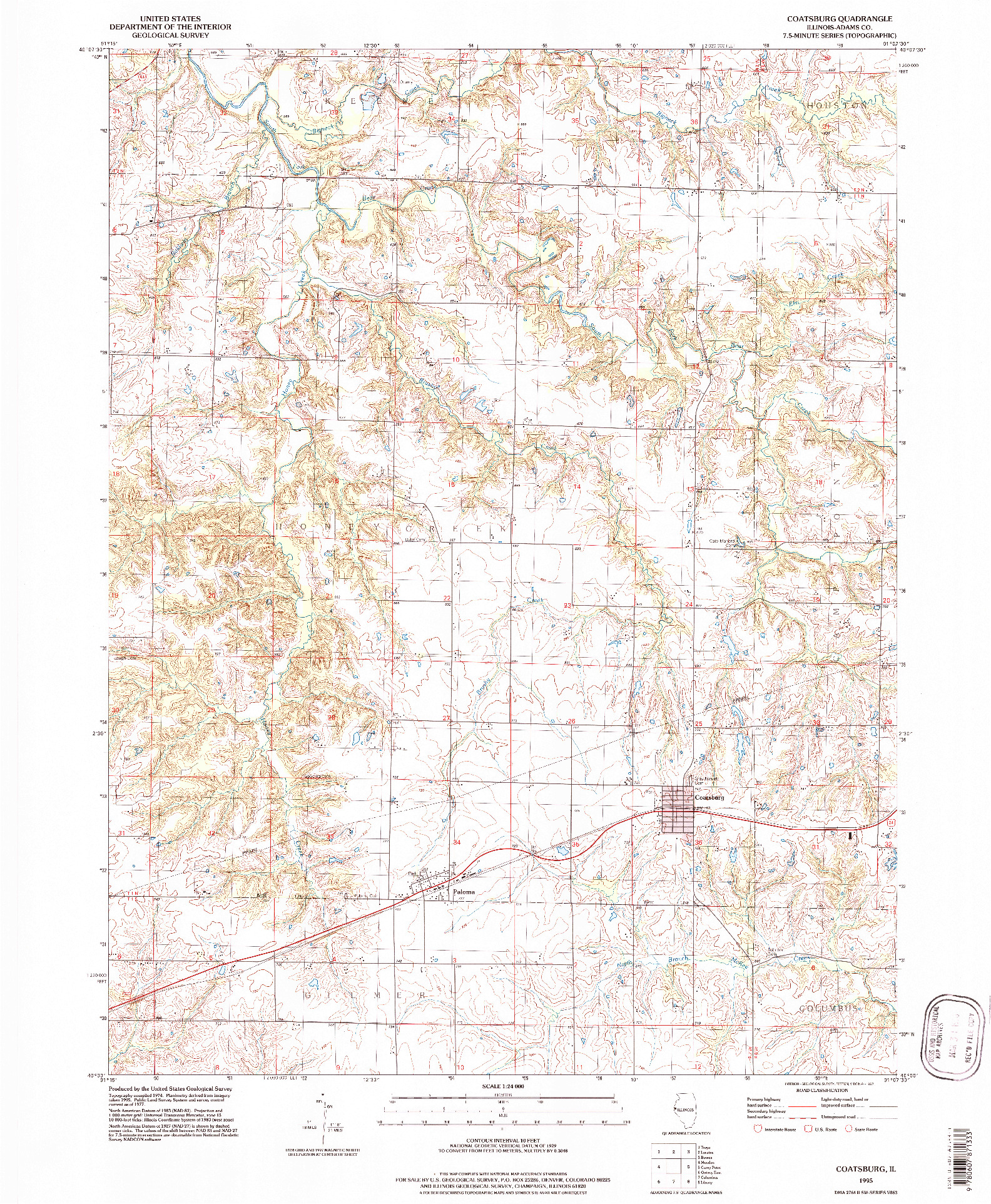 USGS 1:24000-SCALE QUADRANGLE FOR COATSBURG, IL 1995