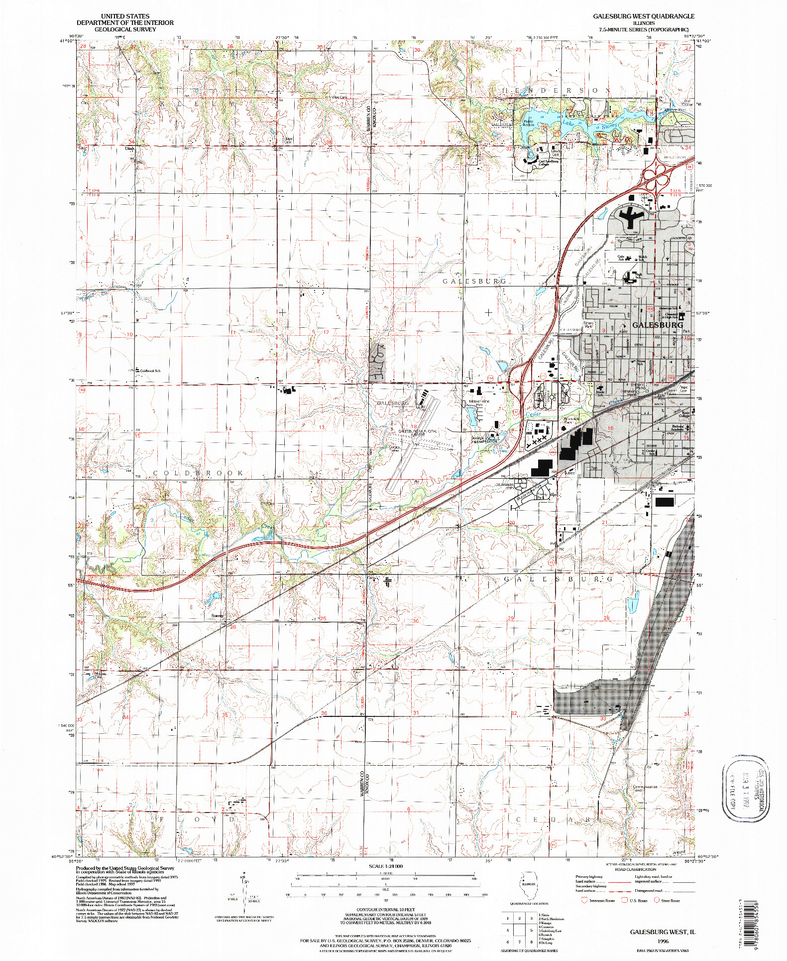USGS 1:24000-SCALE QUADRANGLE FOR GALESBURG WEST, IL 1996