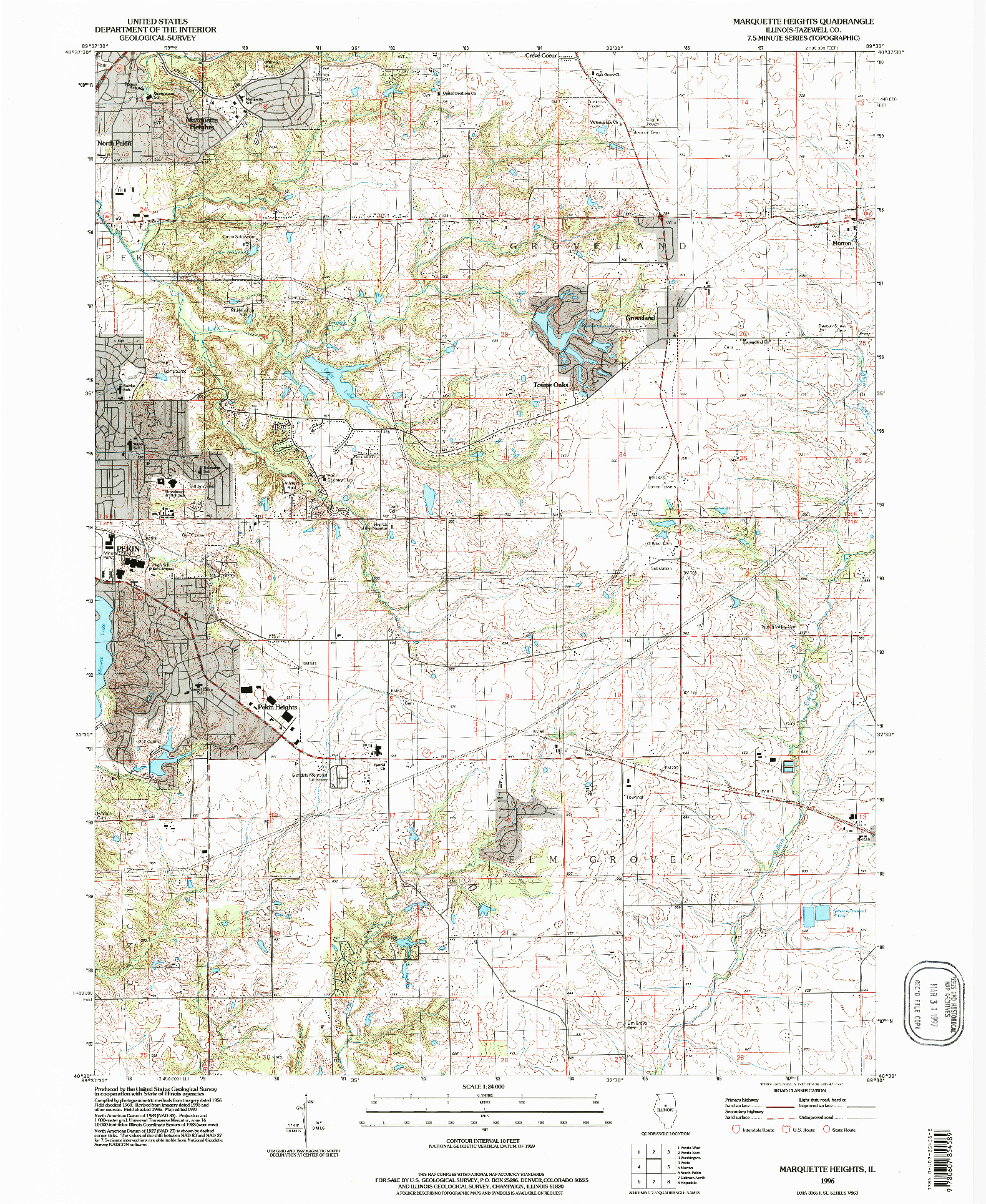 USGS 1:24000-SCALE QUADRANGLE FOR MARQUETTE HEIGHTS, IL 1996