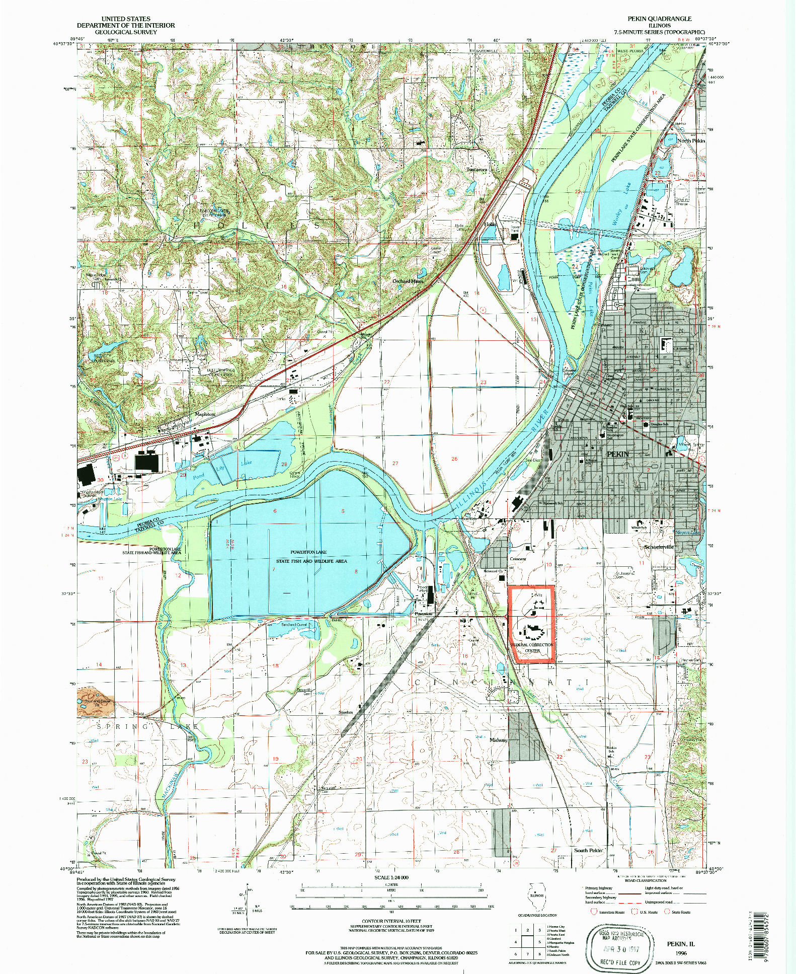 USGS 1:24000-SCALE QUADRANGLE FOR PEKIN, IL 1996