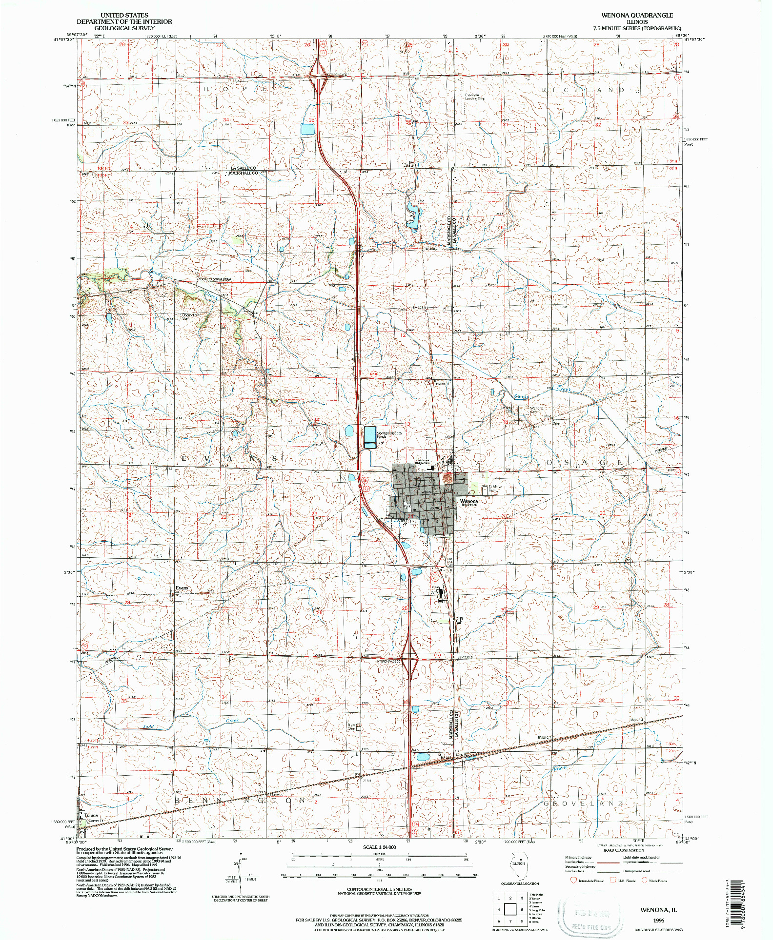 USGS 1:24000-SCALE QUADRANGLE FOR WENONA, IL 1996