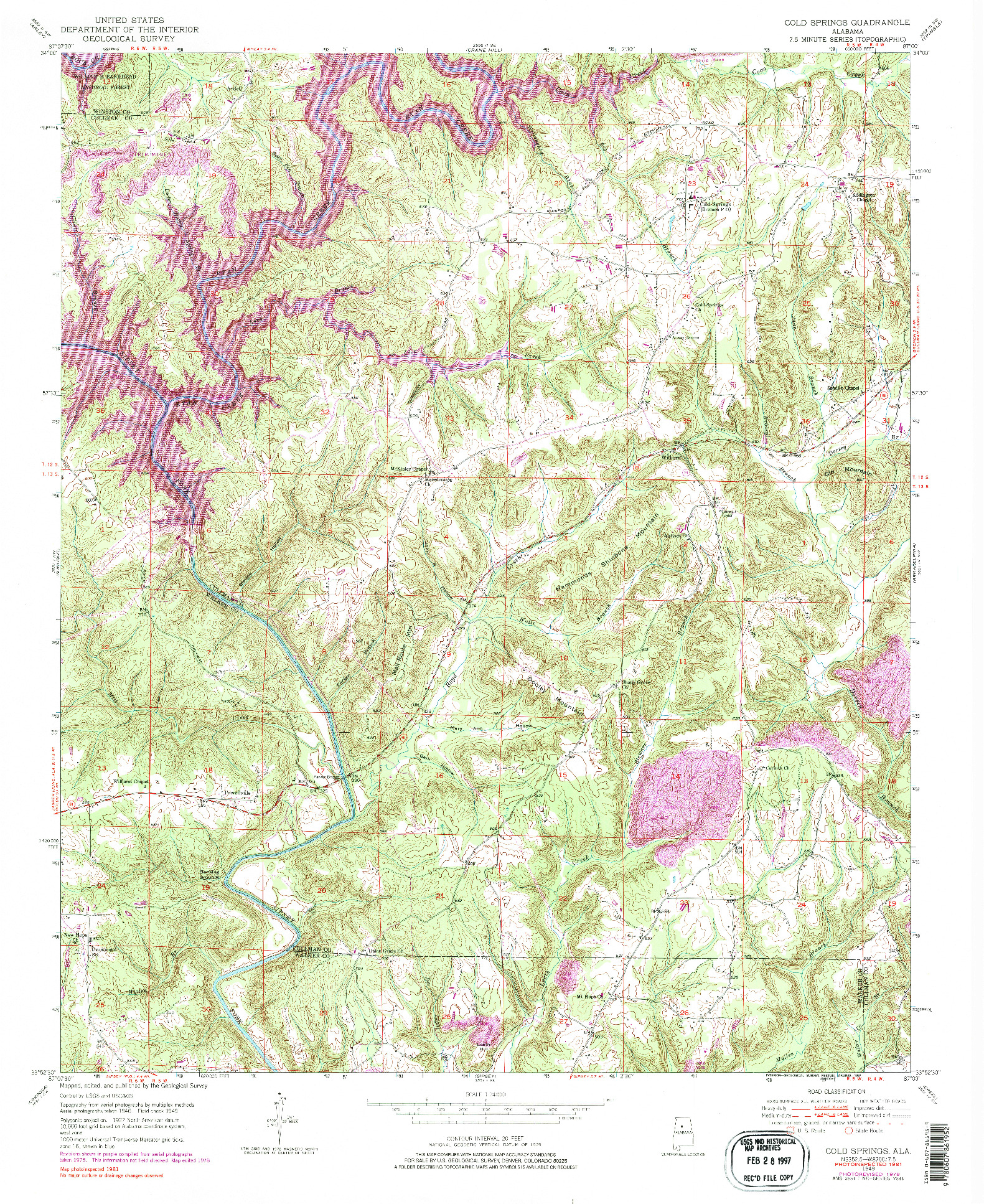 USGS 1:24000-SCALE QUADRANGLE FOR COLD SPRINGS, AL 1949