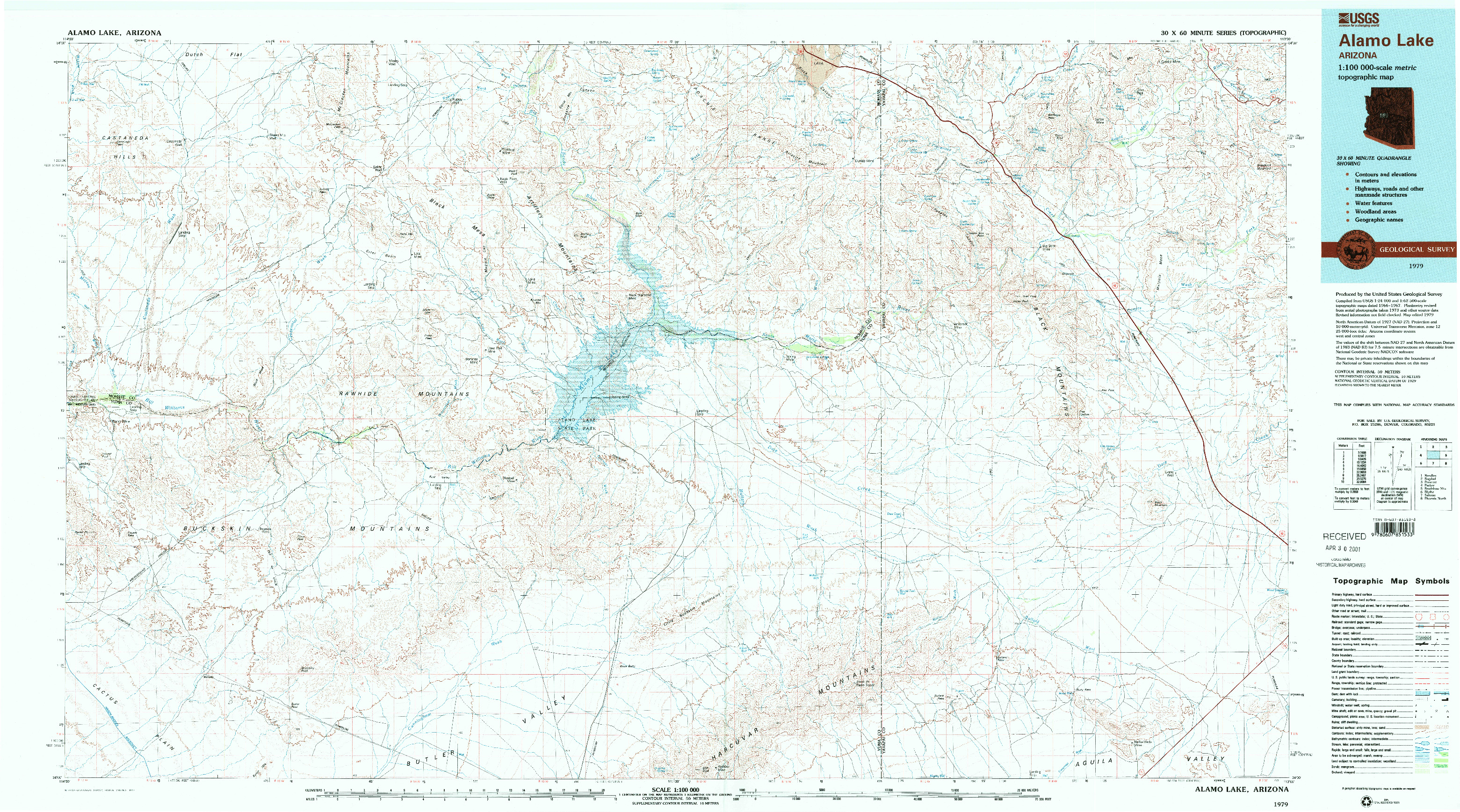 USGS 1:100000-SCALE QUADRANGLE FOR ALAMO LAKE, AZ 1979