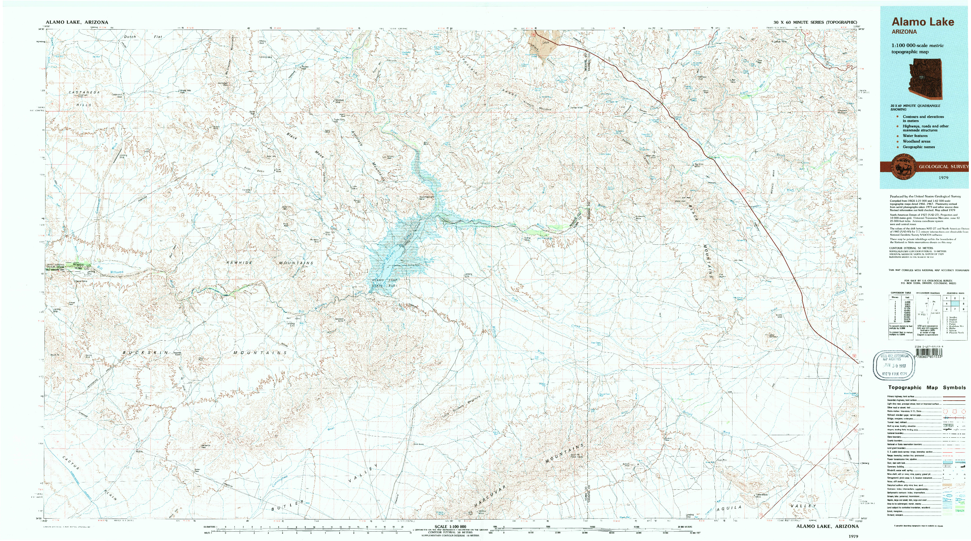 USGS 1:100000-SCALE QUADRANGLE FOR ALAMO LAKE, AZ 1979