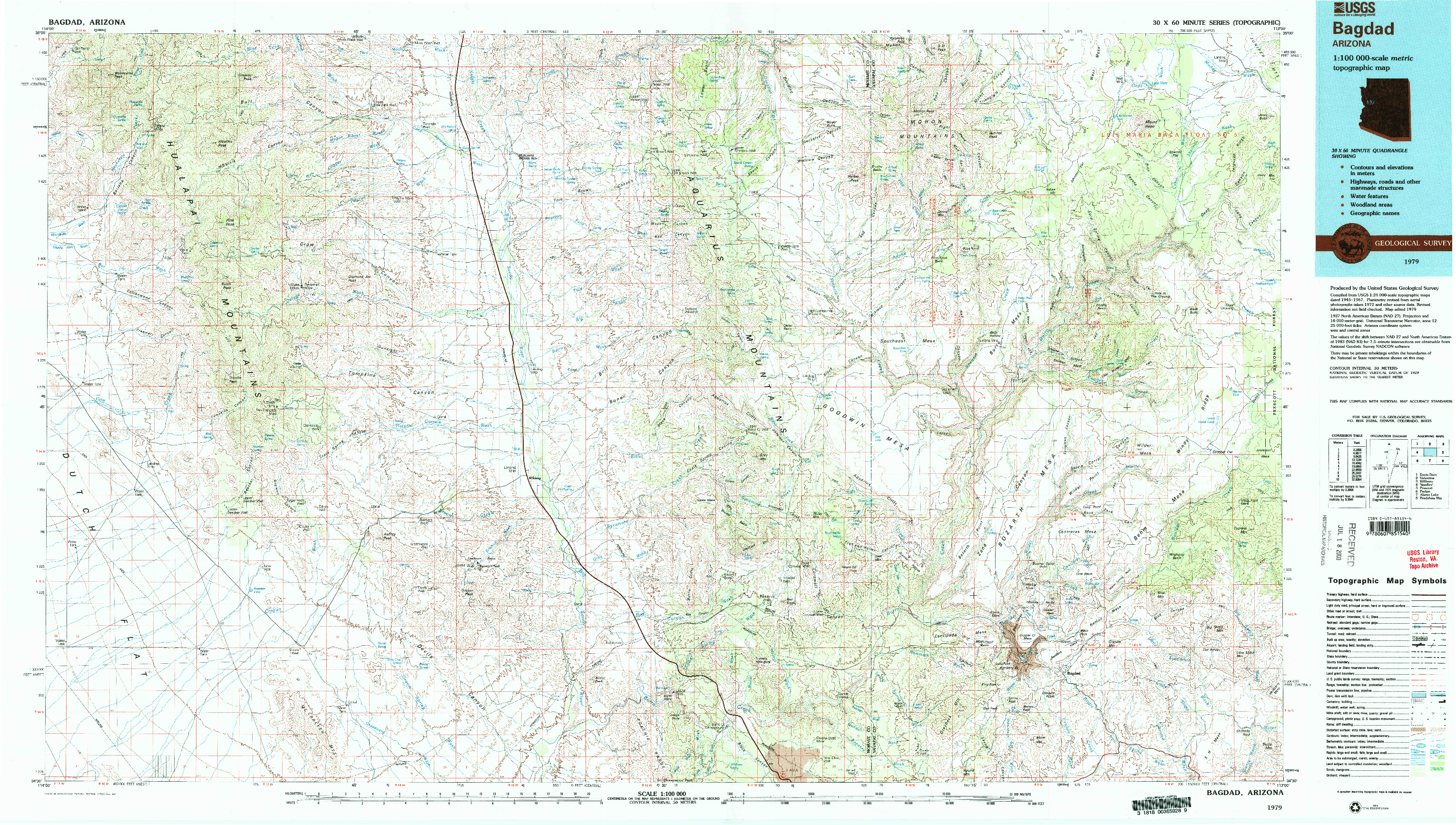 USGS 1:100000-SCALE QUADRANGLE FOR BAGDAD, AZ 1979