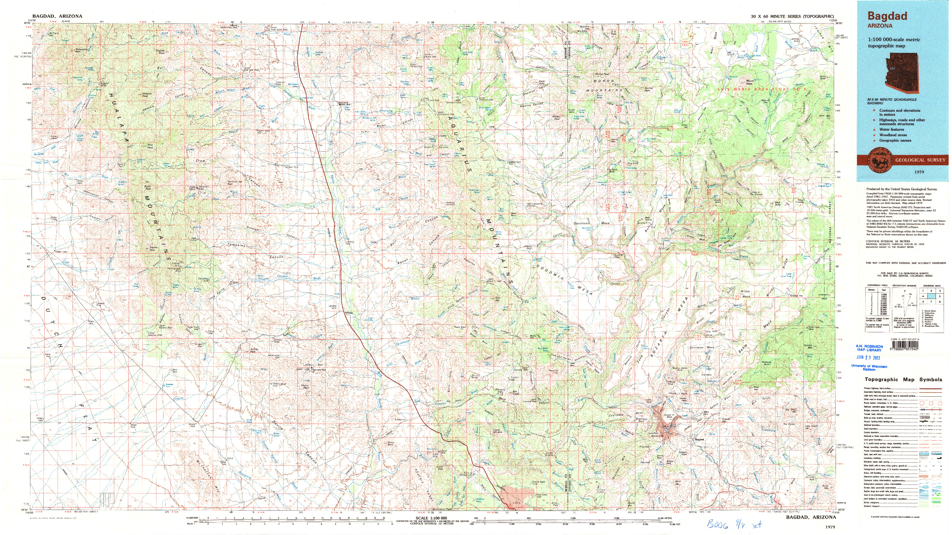 USGS 1:100000-SCALE QUADRANGLE FOR BAGDAD, AZ 1979