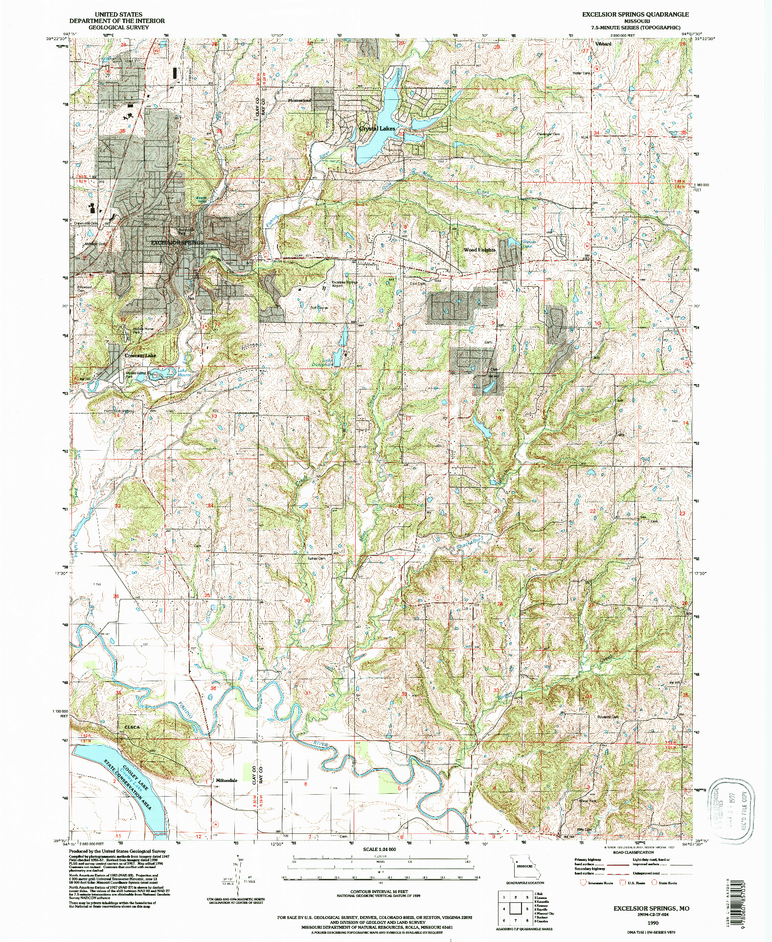 USGS 1:24000-SCALE QUADRANGLE FOR EXCELSIOR SPRINGS, MO 1990