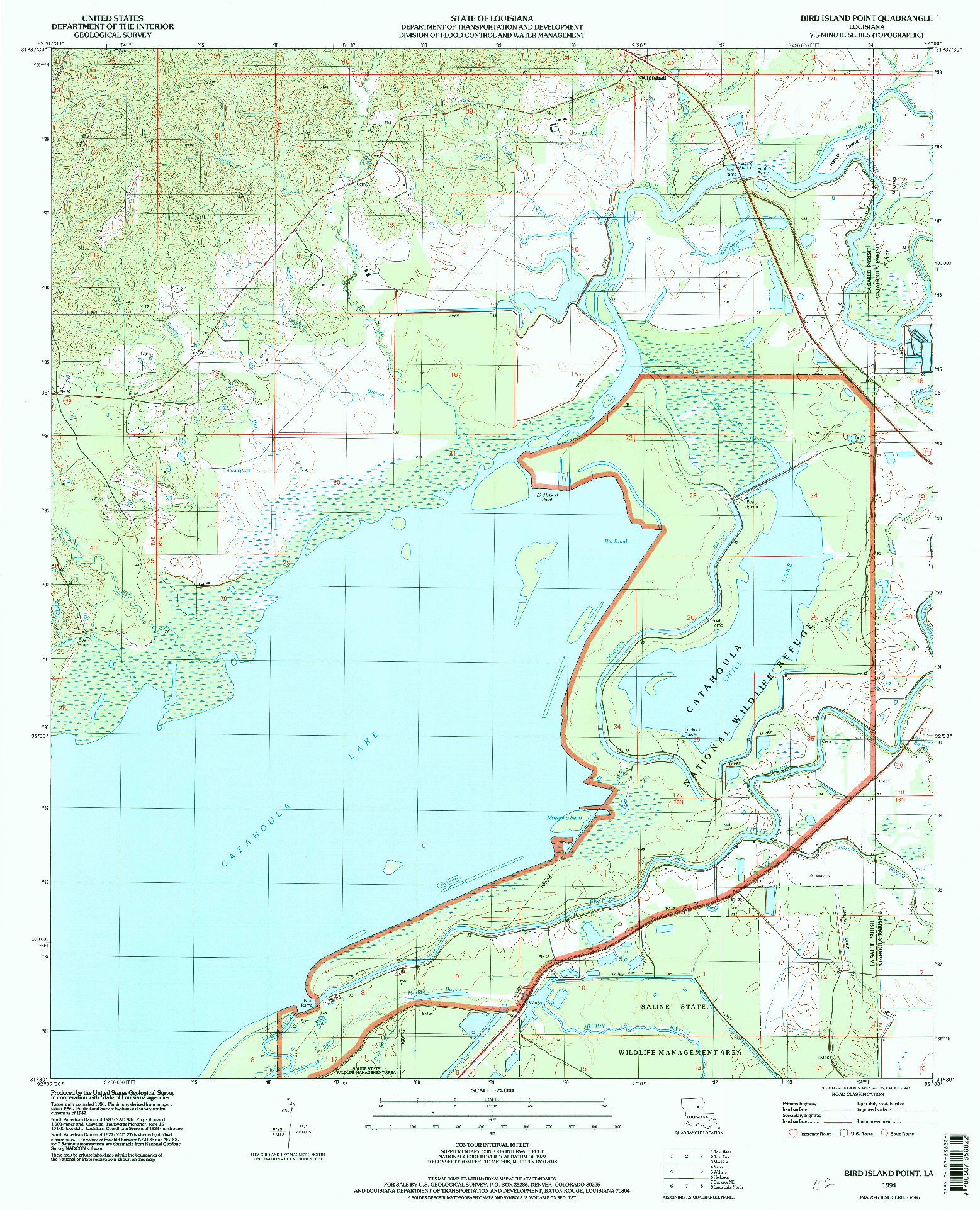 USGS 1:24000-SCALE QUADRANGLE FOR BIRD ISLAND POINT, LA 1994
