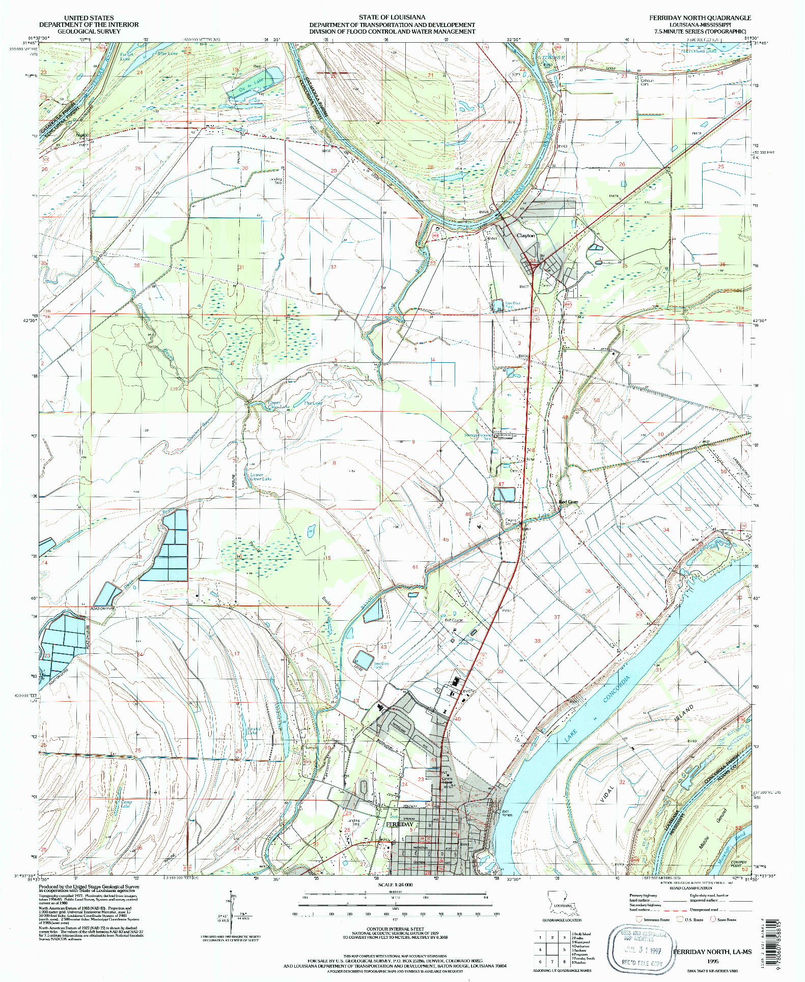 USGS 1:24000-SCALE QUADRANGLE FOR FERRIDAY NORTH, LA 1995