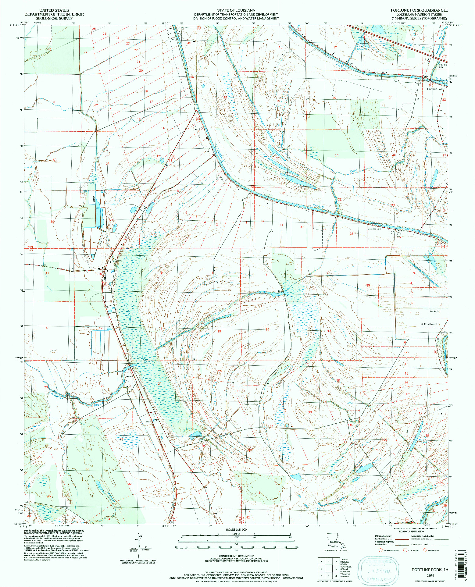 USGS 1:24000-SCALE QUADRANGLE FOR FORTUNE FORK, LA 1994