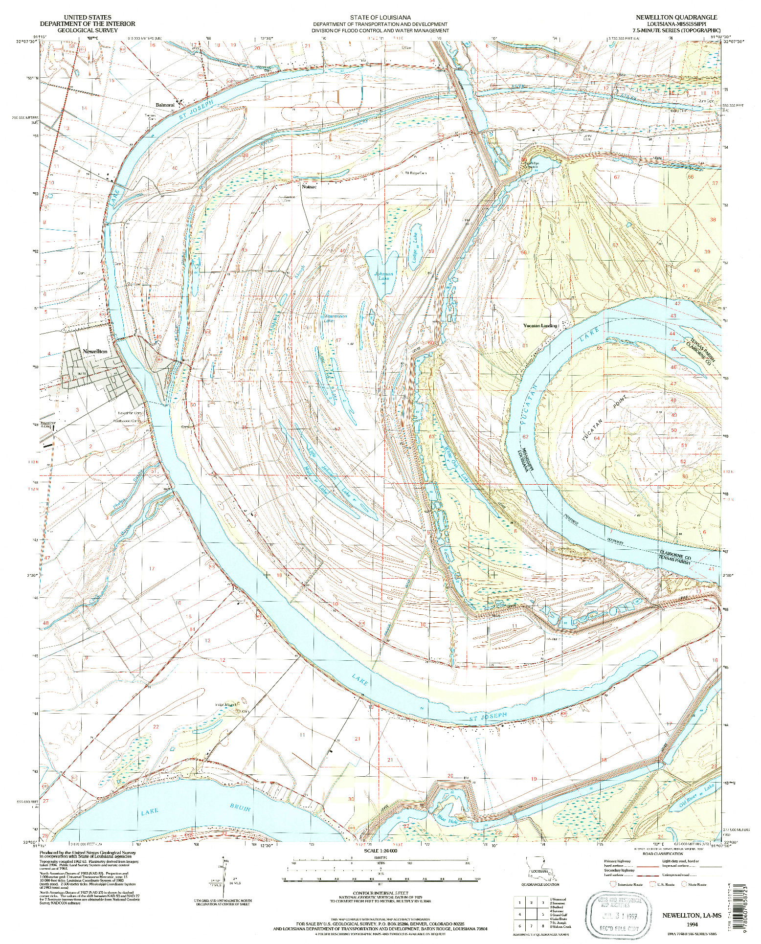 USGS 1:24000-SCALE QUADRANGLE FOR NEWELLTON, LA 1994