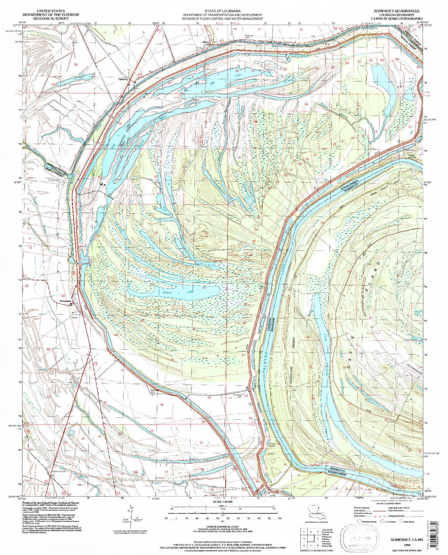 USGS 1:24000-SCALE QUADRANGLE FOR SOMERSET, LA 1994