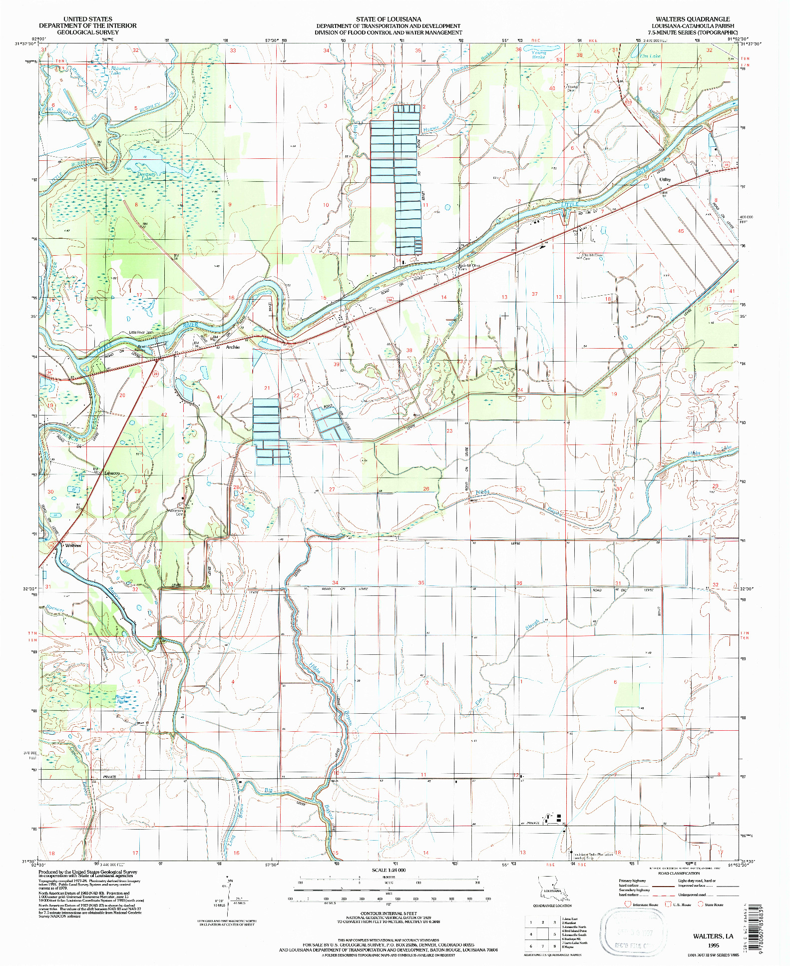 USGS 1:24000-SCALE QUADRANGLE FOR WALTERS, LA 1995