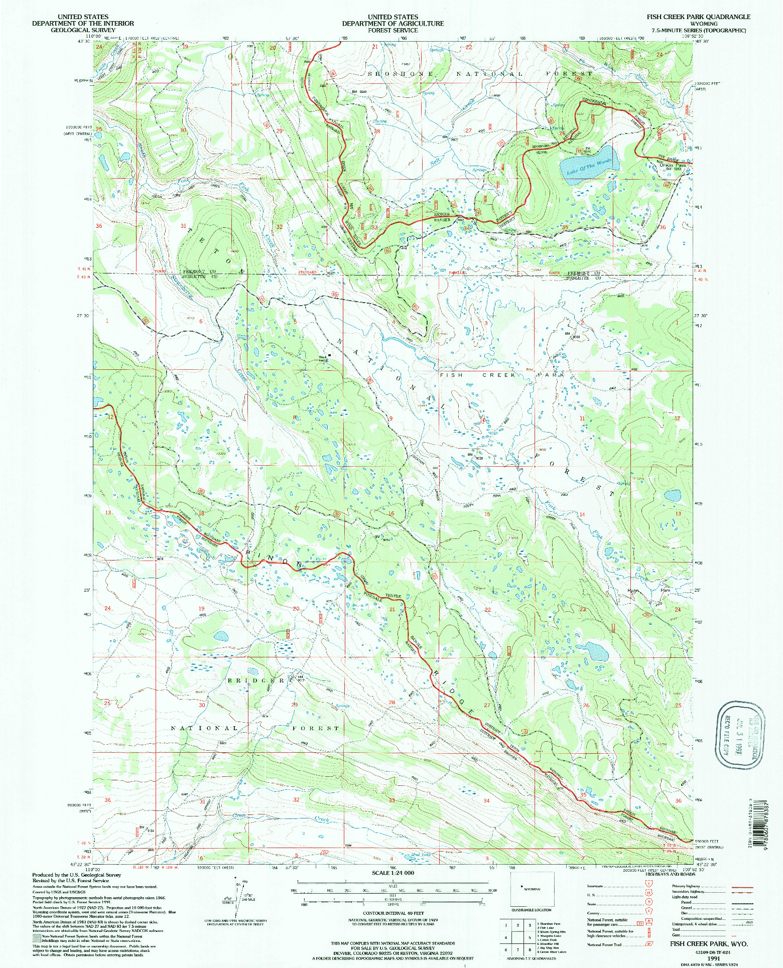 USGS 1:24000-SCALE QUADRANGLE FOR FISH CREEK PARK, WY 1991