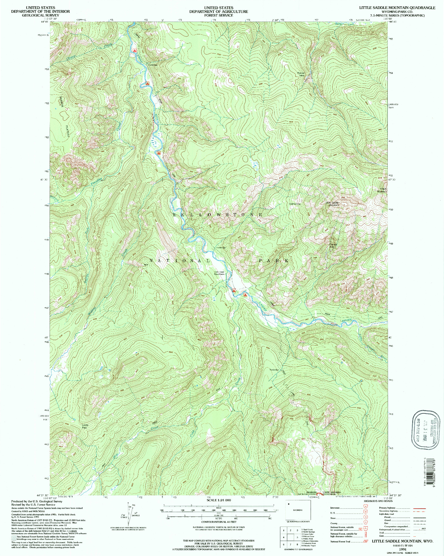 USGS 1:24000-SCALE QUADRANGLE FOR LITTLE SADDLE MOUNTAIN, WY 1991