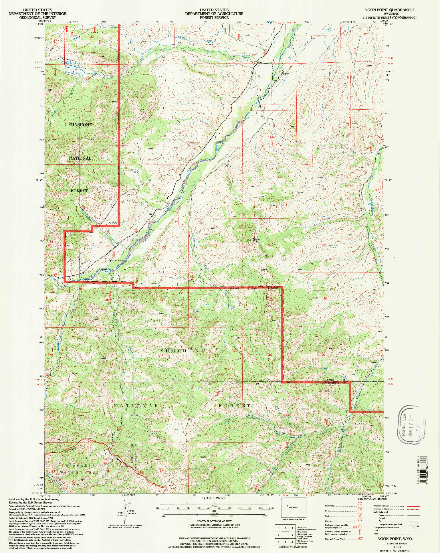 USGS 1:24000-SCALE QUADRANGLE FOR NOON POINT, WY 1991