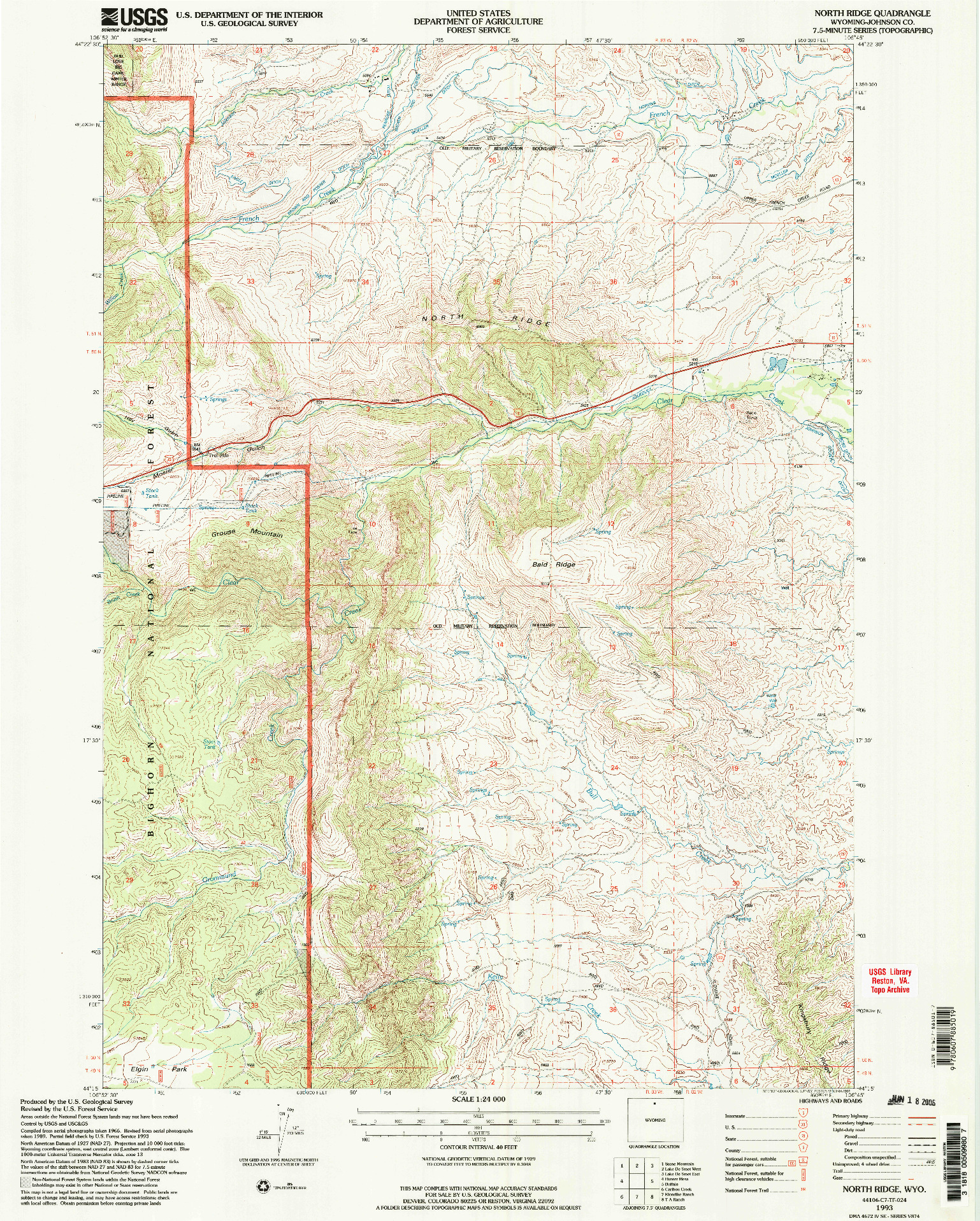 USGS 1:24000-SCALE QUADRANGLE FOR NORTH RIDGE, WY 1993