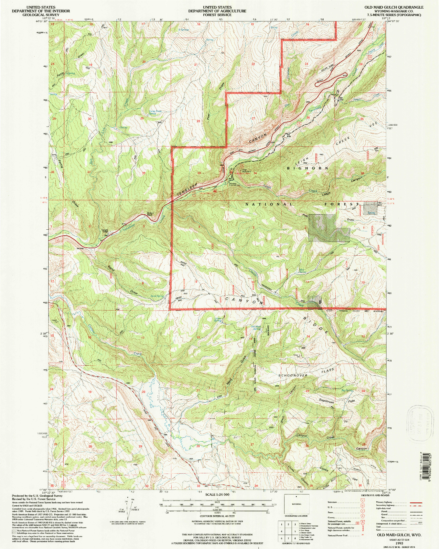 USGS 1:24000-SCALE QUADRANGLE FOR OLD MAID GULCH, WY 1993