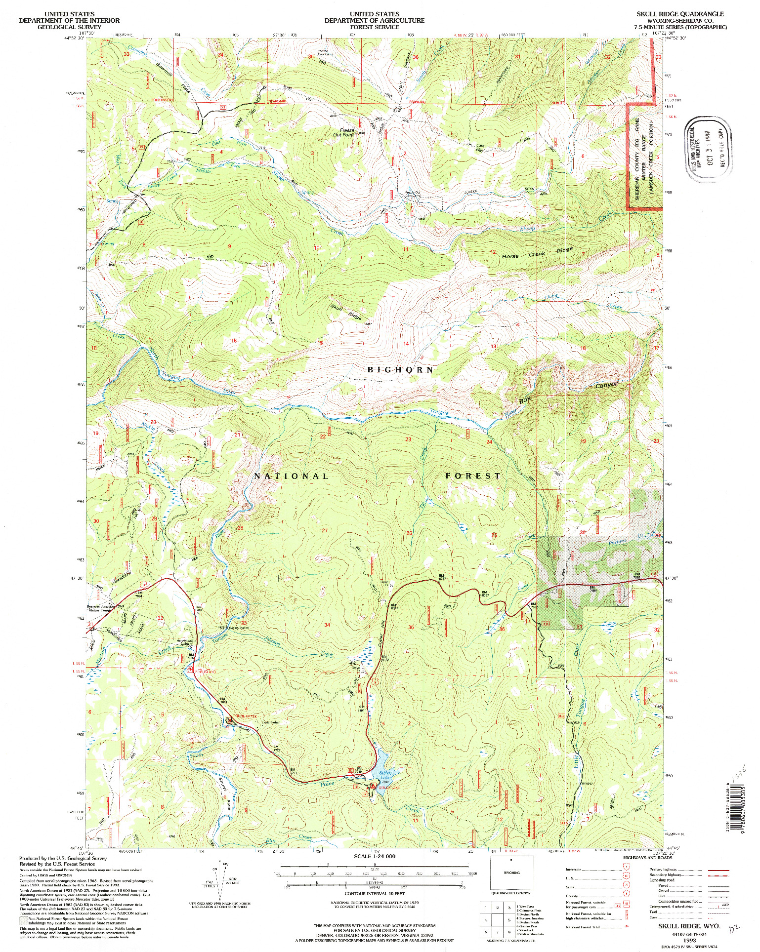 USGS 1:24000-SCALE QUADRANGLE FOR SKULL RIDGE, WY 1993