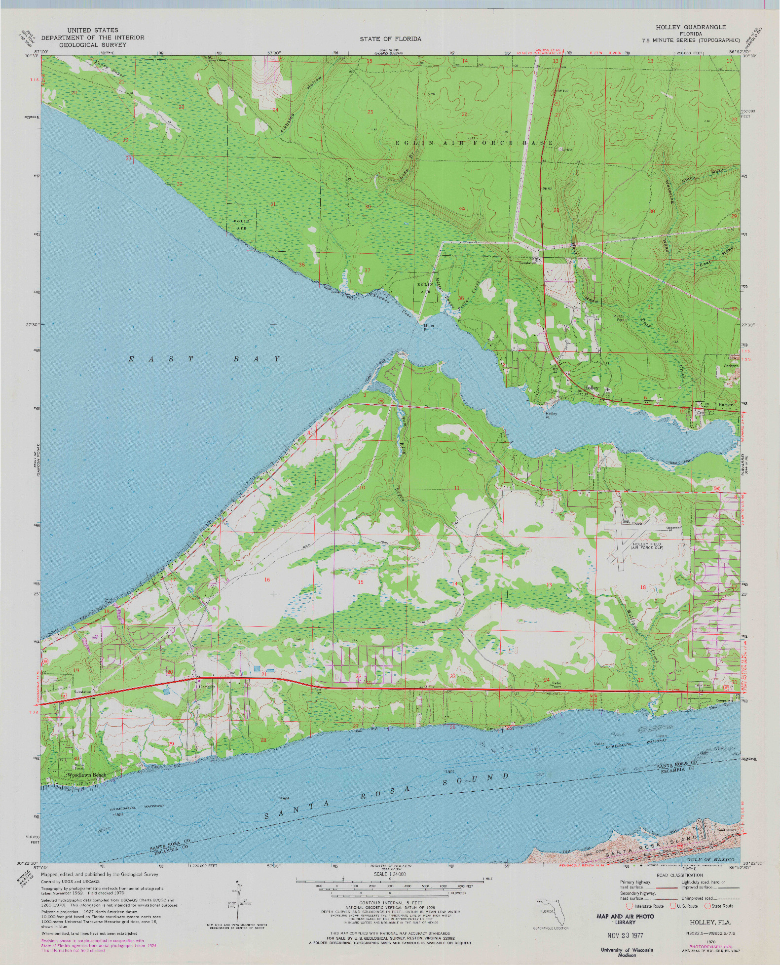 USGS 1:24000-SCALE QUADRANGLE FOR HOLLEY, FL 1970