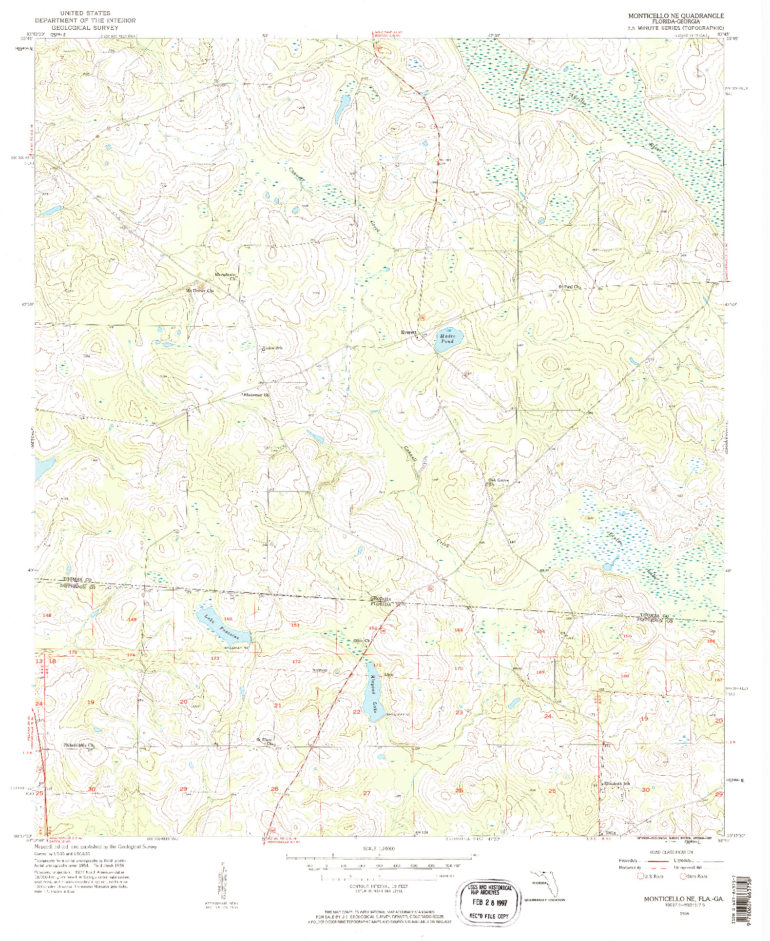 USGS 1:24000-SCALE QUADRANGLE FOR MONTICELLO NE, FL 1956