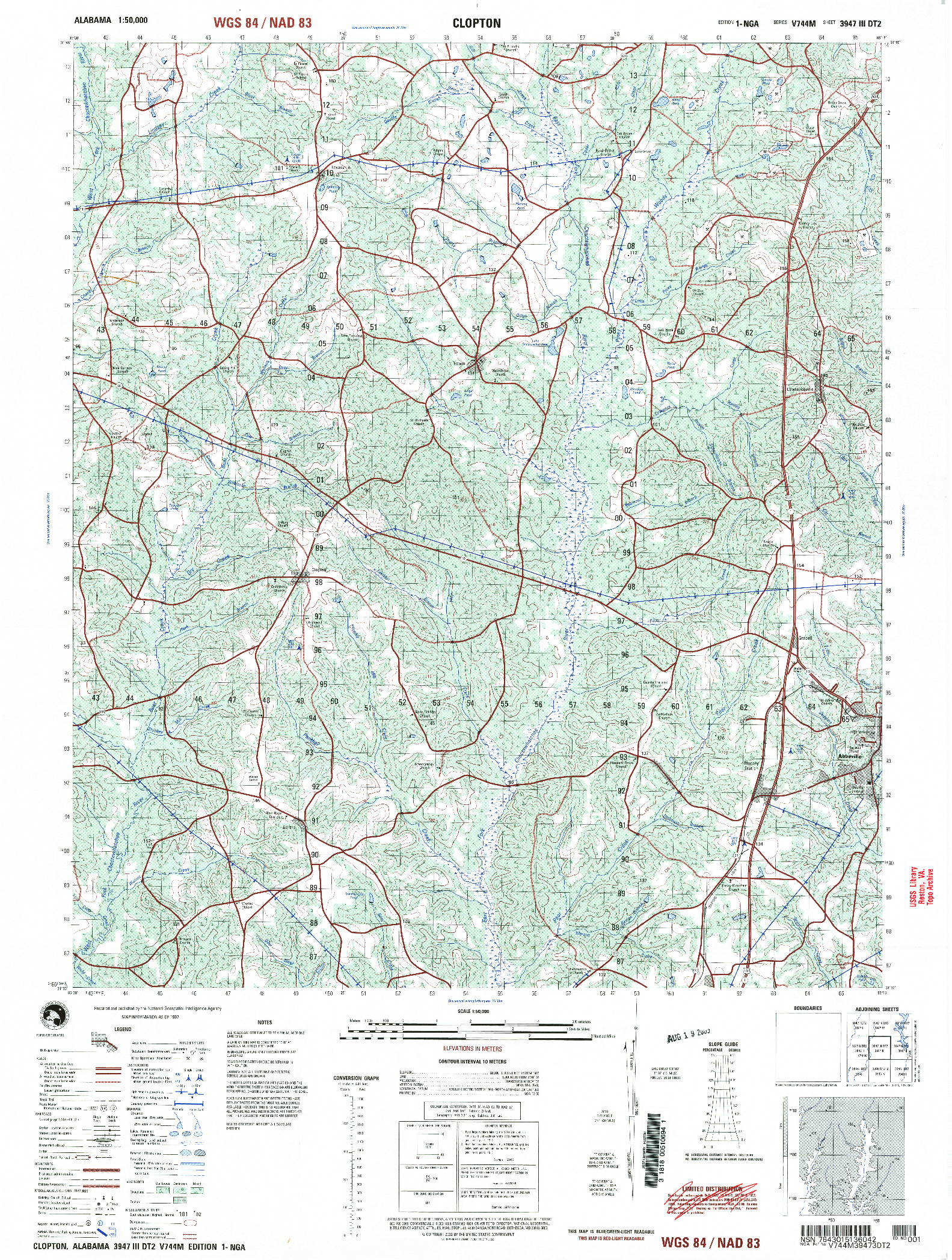 USGS 1:50000-SCALE QUADRANGLE FOR CLOPTON, AL 1997
