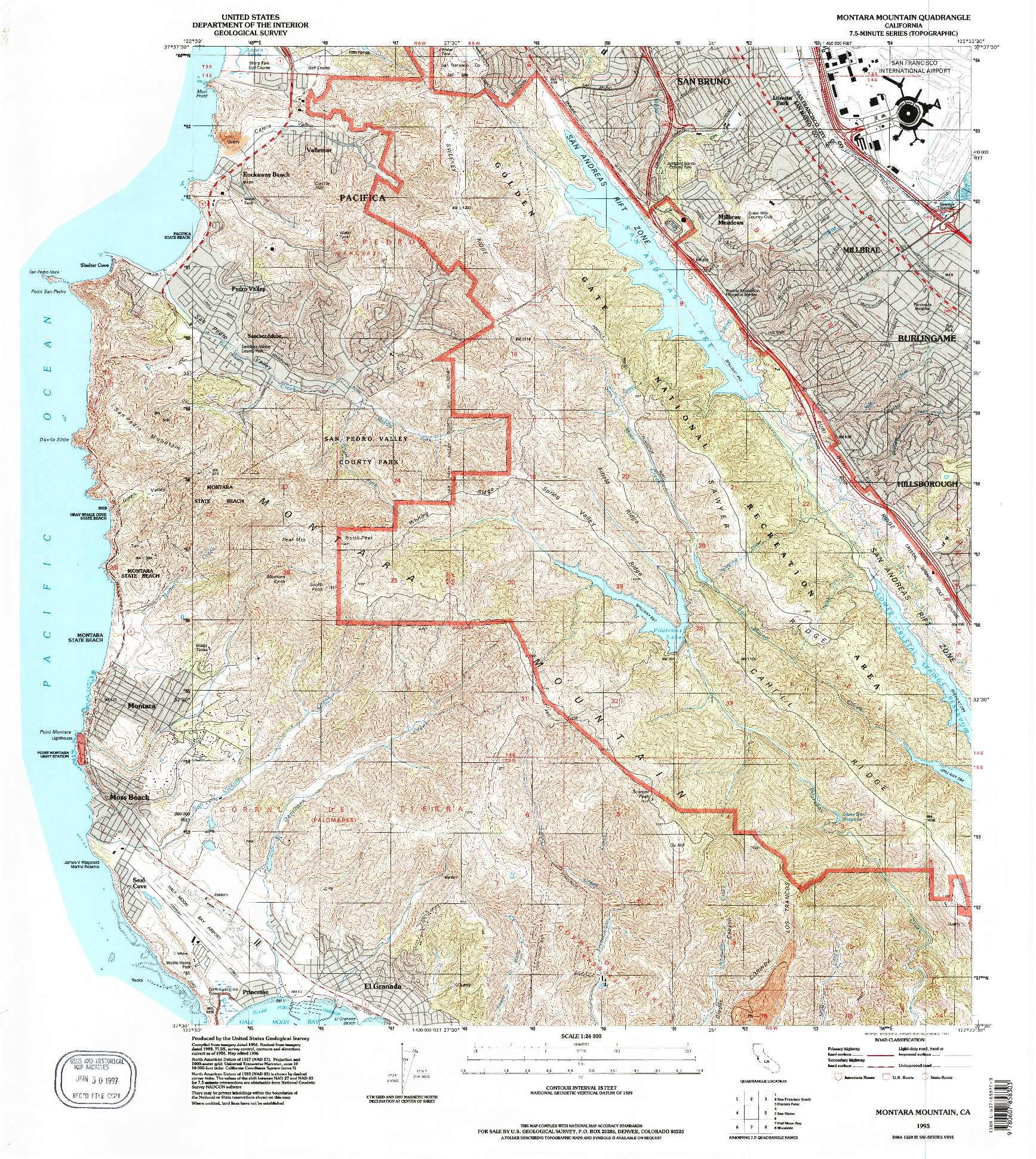 USGS 1:24000-SCALE QUADRANGLE FOR MONTARA MOUNTAIN, CA 1993