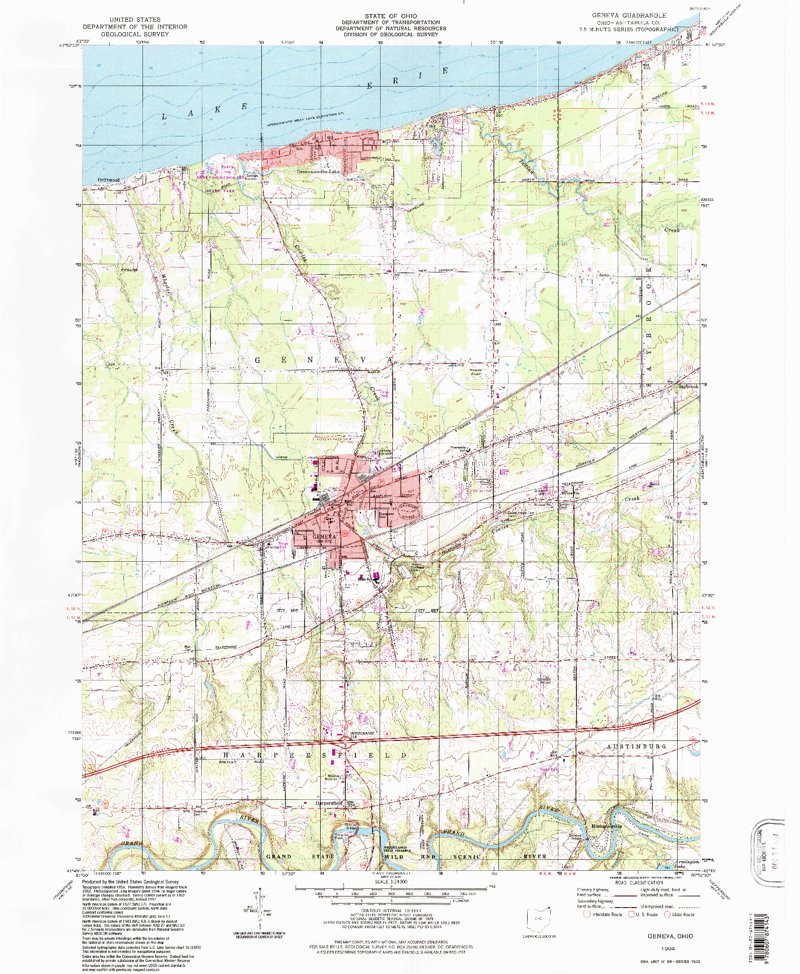 USGS 1:24000-SCALE QUADRANGLE FOR GENEVA, OH 1994