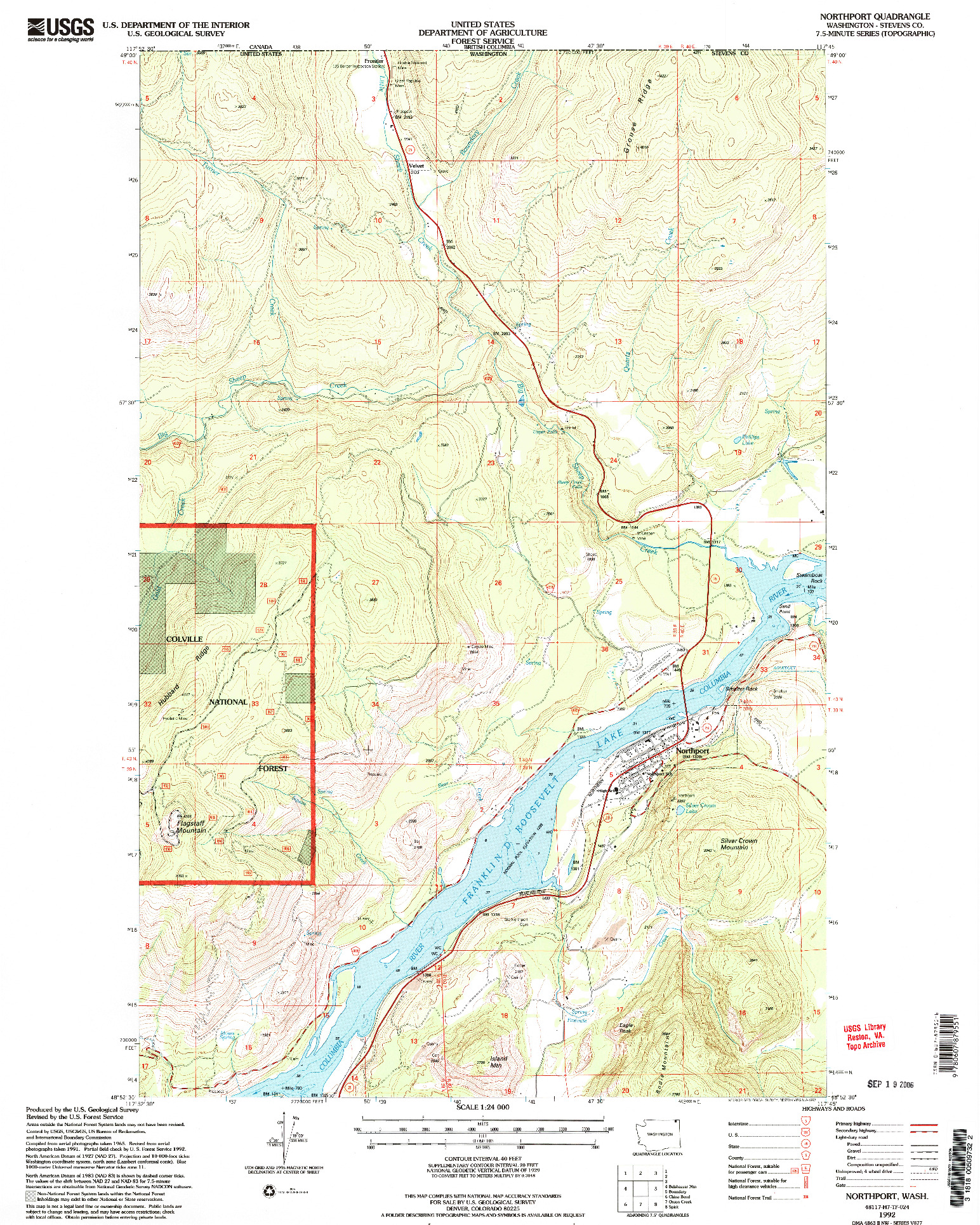 USGS 1:24000-SCALE QUADRANGLE FOR NORTHPORT, WA 1992