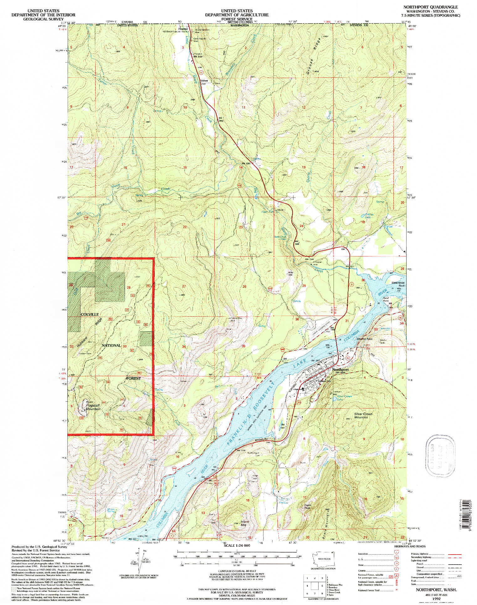 USGS 1:24000-SCALE QUADRANGLE FOR NORTHPORT, WA 1992