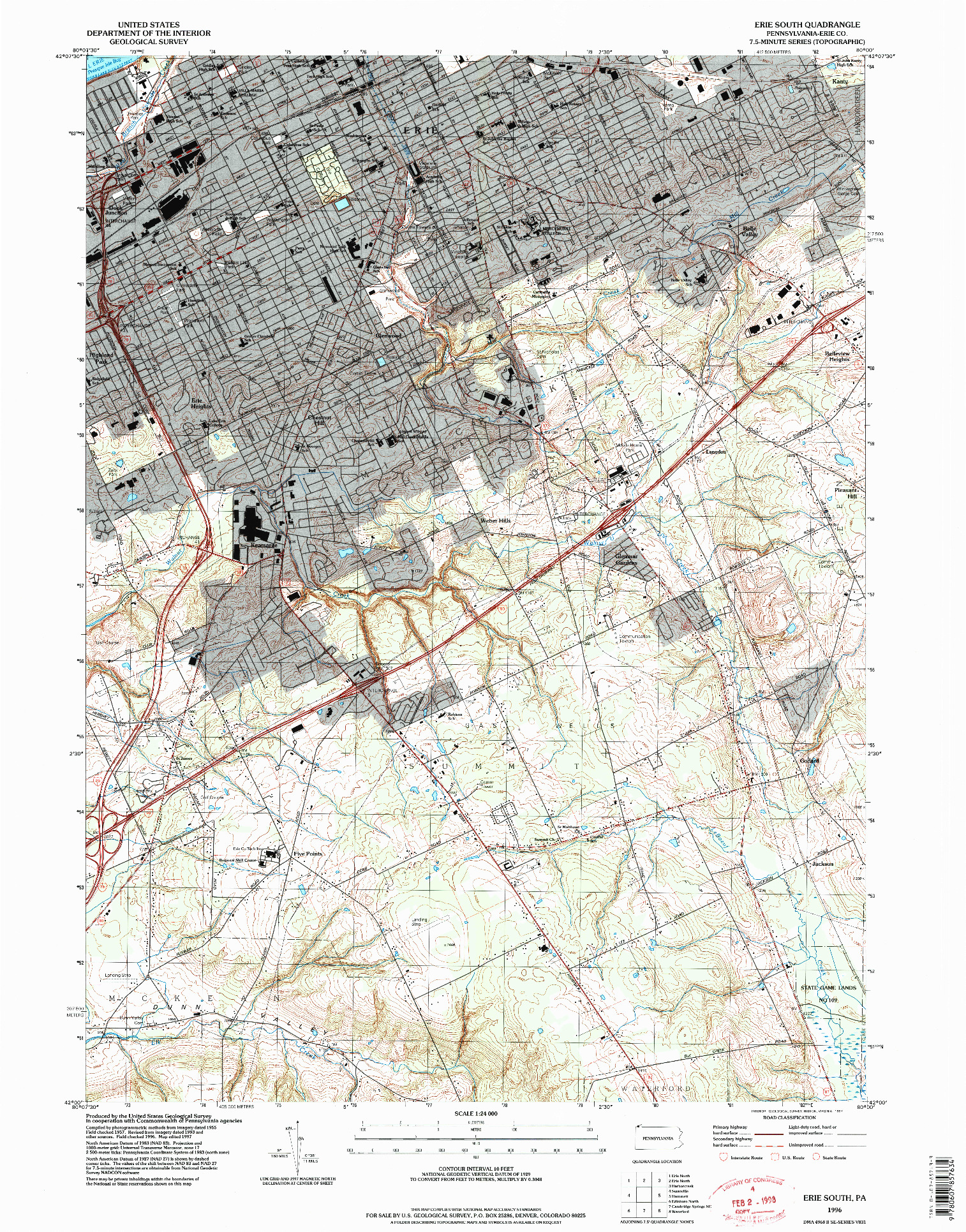 USGS 1:24000-SCALE QUADRANGLE FOR ERIE SOUTH, PA 1996