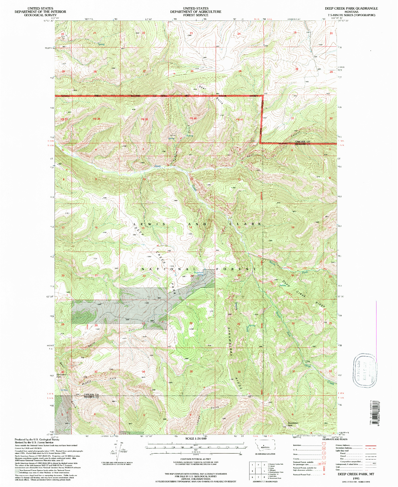 USGS 1:24000-SCALE QUADRANGLE FOR DEEP CREEK PARK, MT 1995