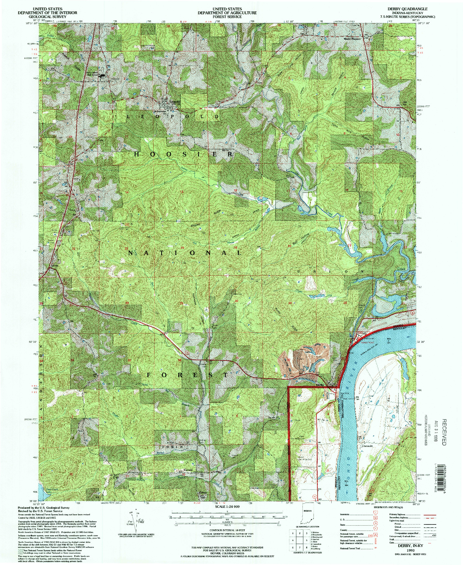 USGS 1:24000-SCALE QUADRANGLE FOR DERBY, IN 1993