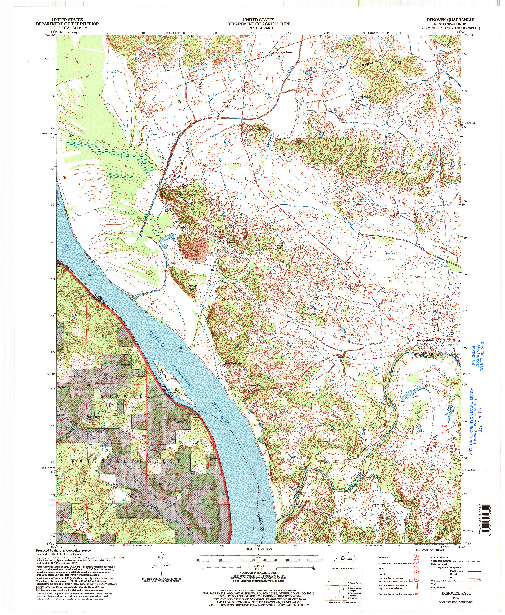 USGS 1:24000-SCALE QUADRANGLE FOR DEKOVEN, KY 1996
