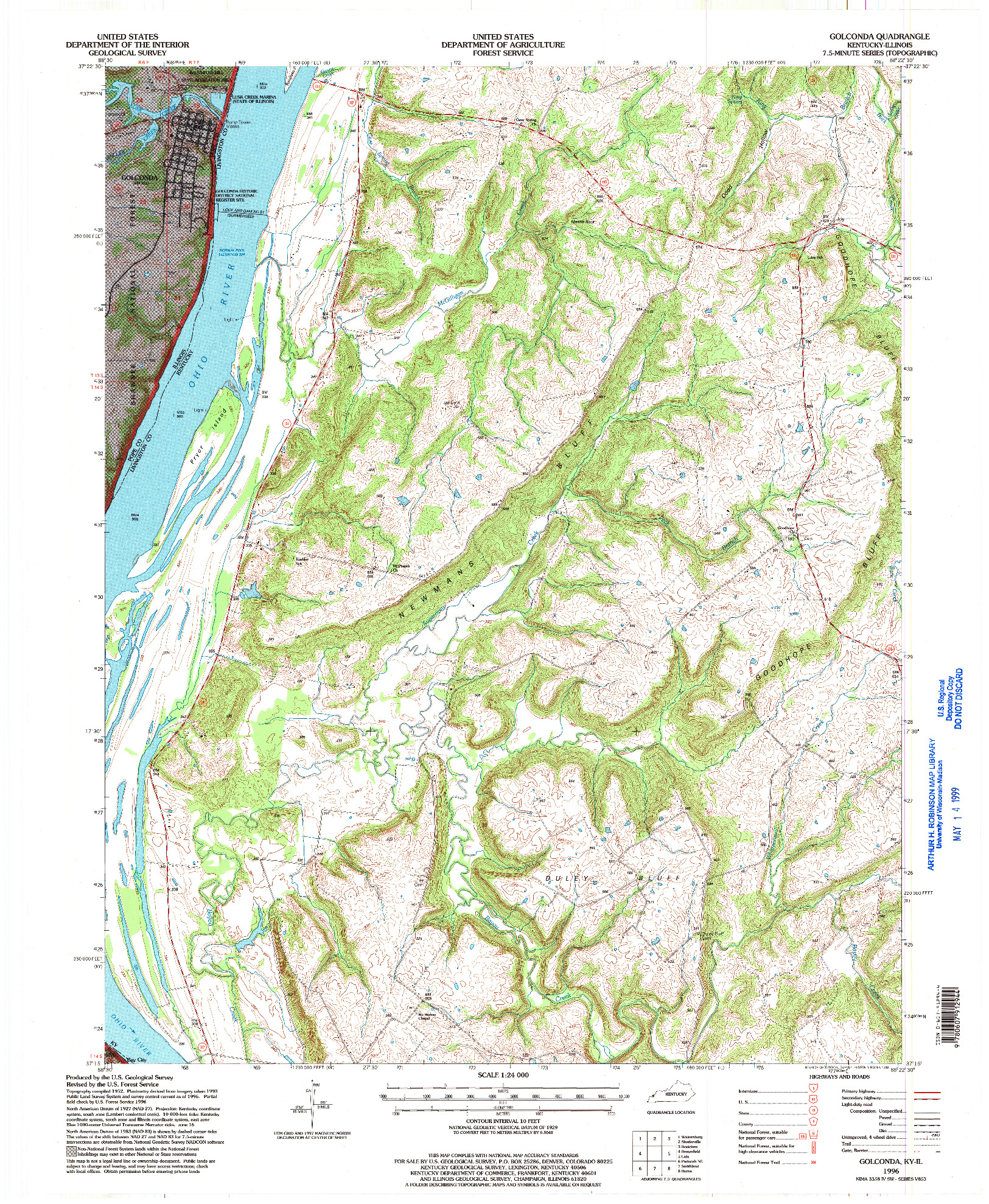 USGS 1:24000-SCALE QUADRANGLE FOR GOLCONDA, KY 1996