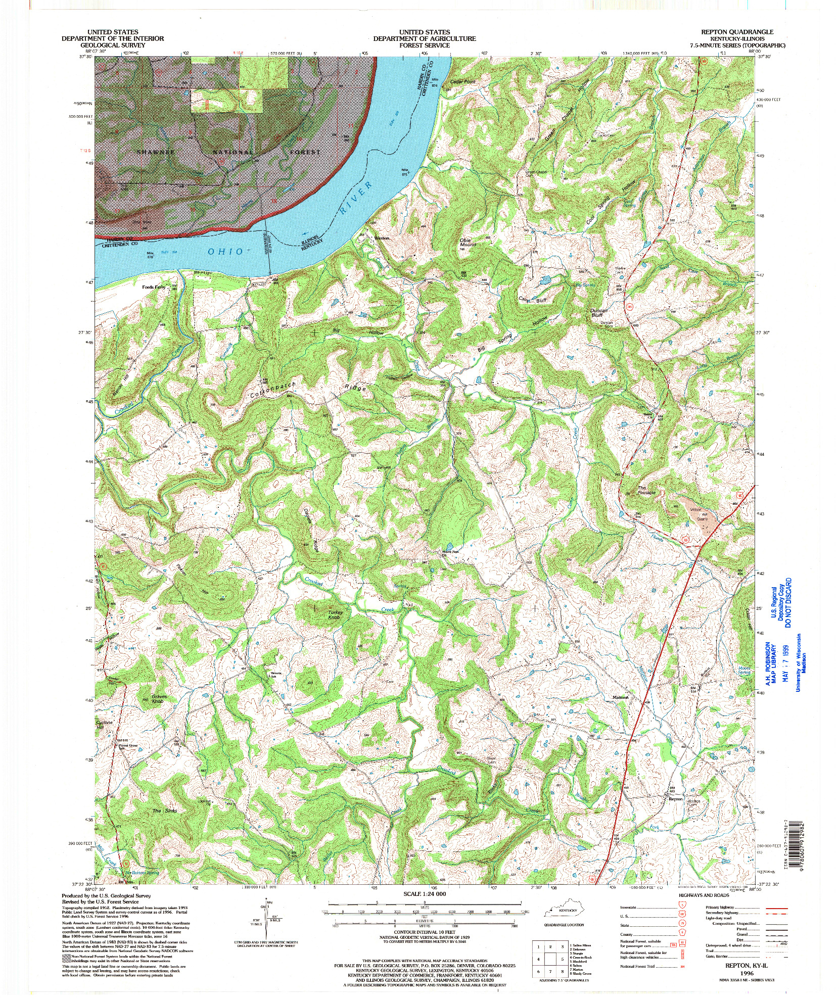 USGS 1:24000-SCALE QUADRANGLE FOR REPTON, KY 1996